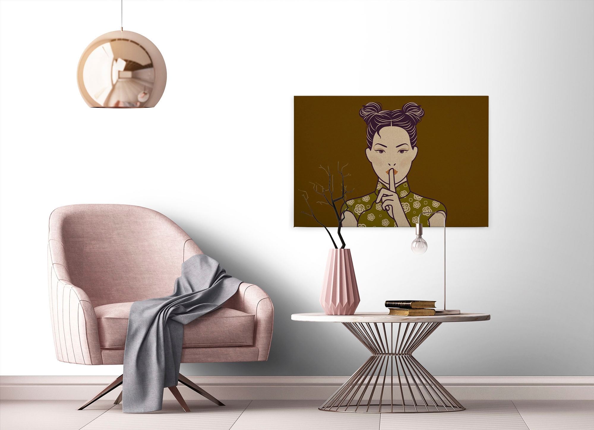 A.S. Création Leinwandbild »himari«, Kunst-Gemälde-Kinder, (1 St.), Keilrahmen Bild Asiatisch Frau Leinwand-Bild Wohnzimmer modern Kinder