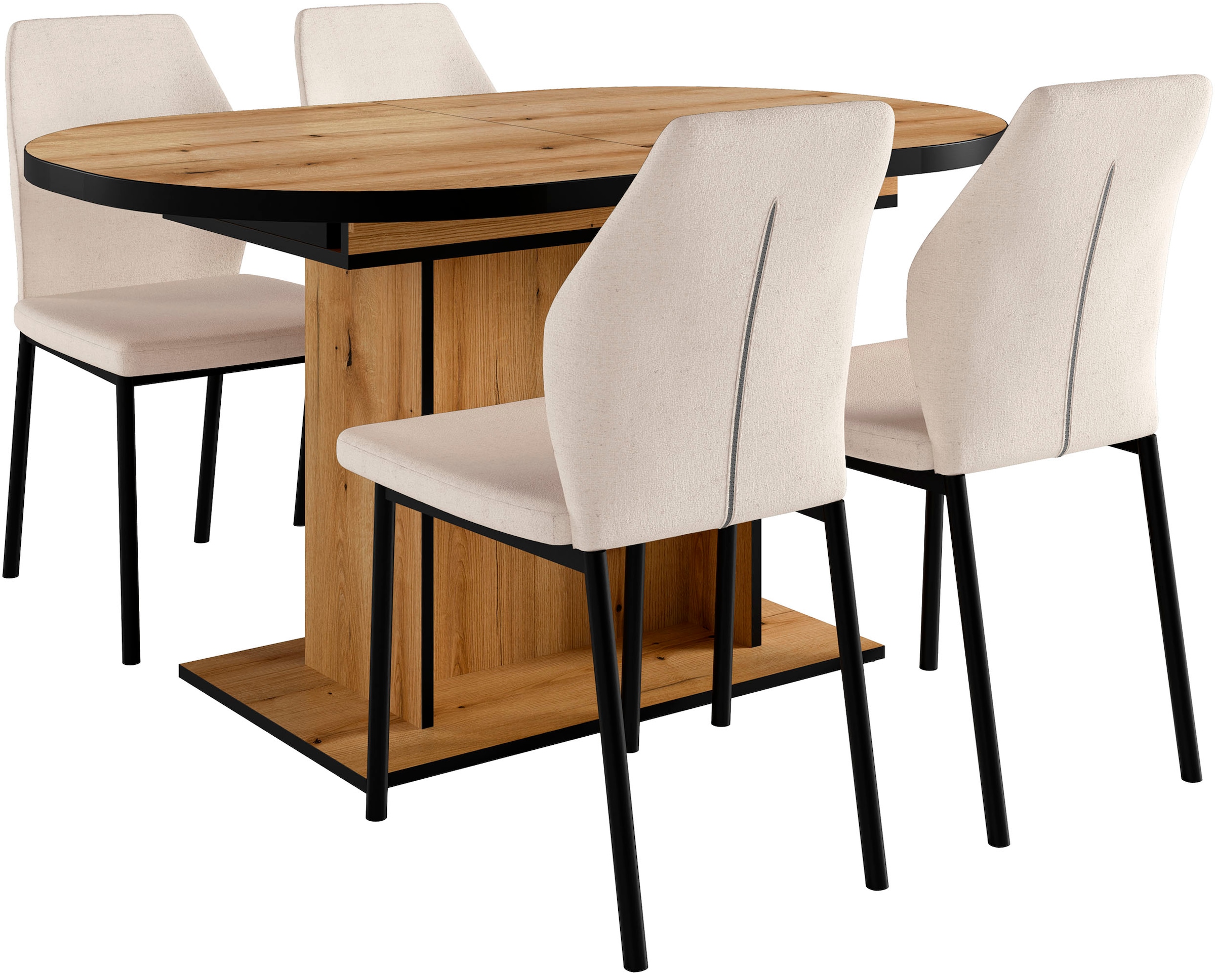 OTTO home Essgruppe »Basel, Tischgruppe mit Ausziehtisch«, (Set, 5 tlg.), B günstig online kaufen