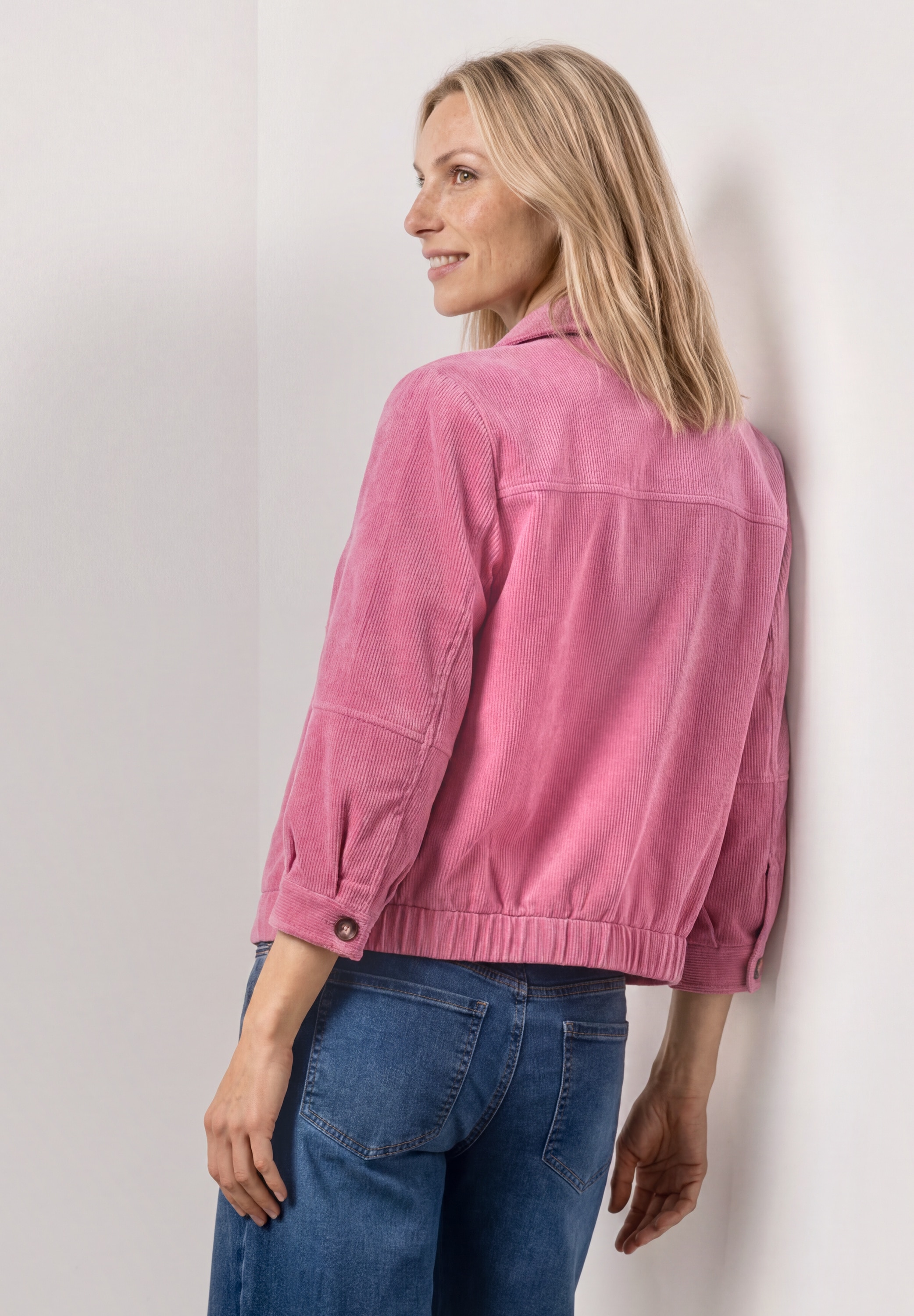 STREET ONE Cordjacke ohne Kapuze 3/4 Arm Cordjacke mit Hemdkragen