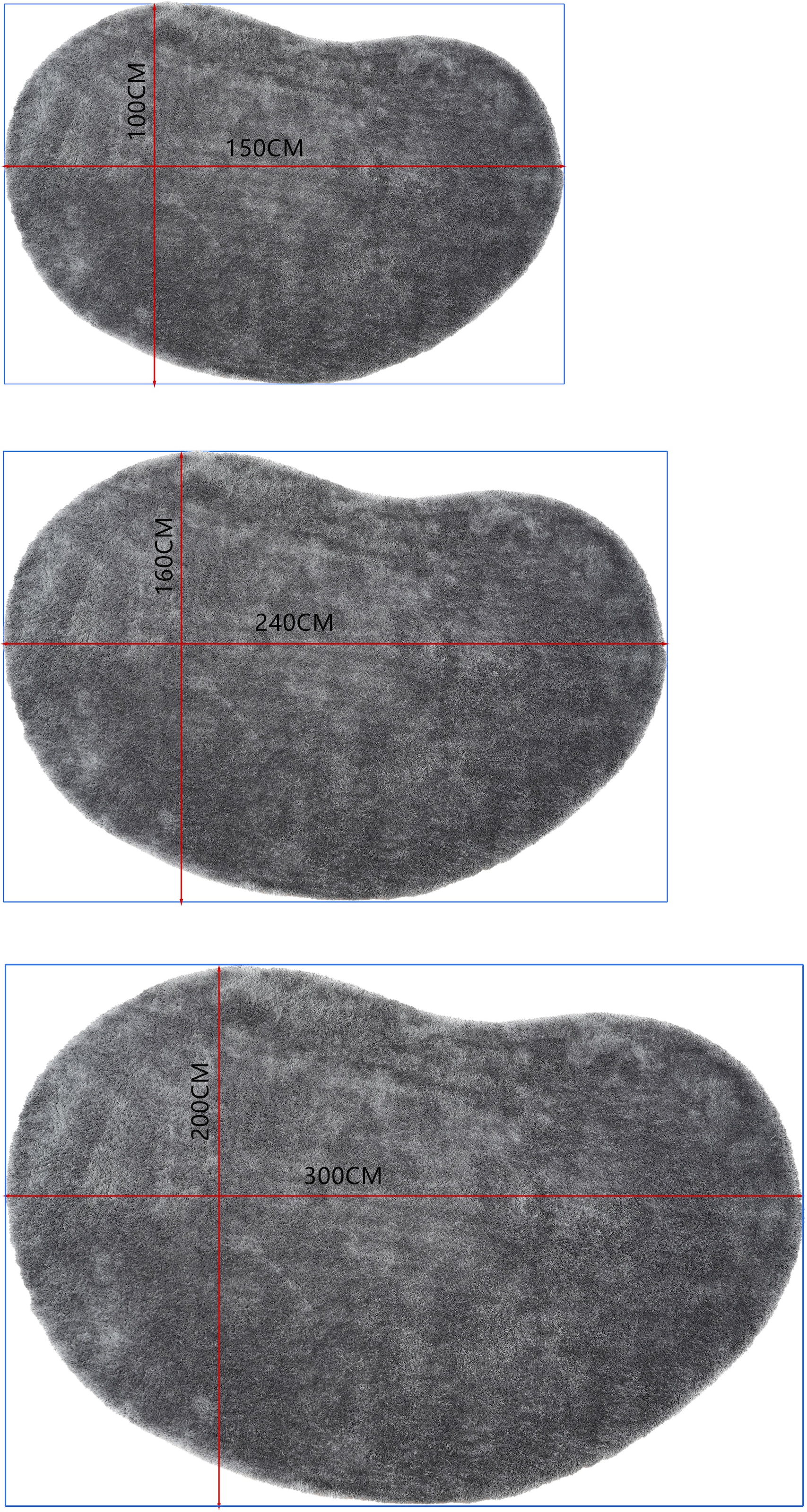 Bruno Banani Hochflor-Teppich »Dana Bean shape, besondere Form, weich, Mikrofaser Teppiche« U-förmig 30 mm Höhe organische Form, uni, Wohnzimmer, Schlafzimmer, Esszimmer