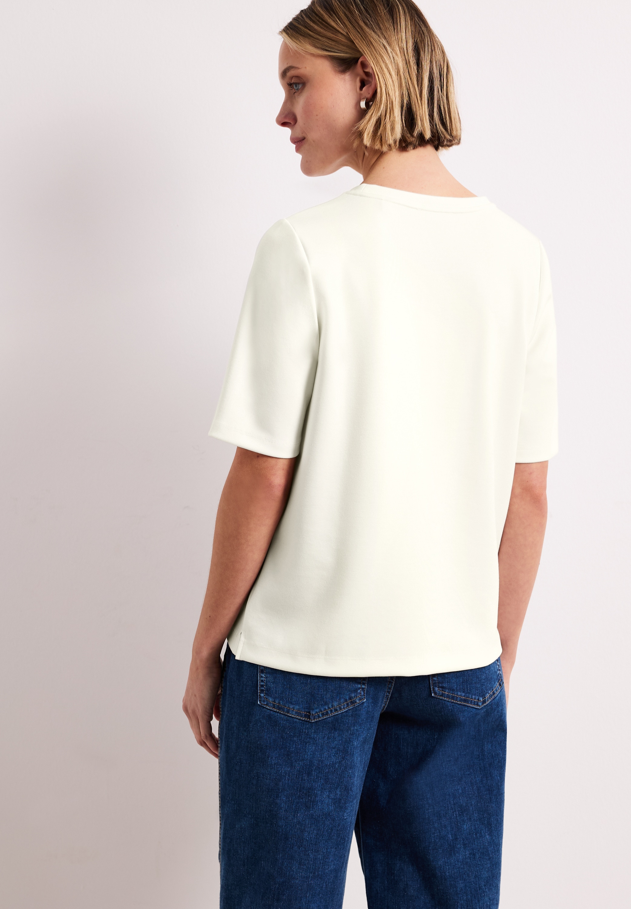 STREET ONE Kurzarmshirt Sommershirt mit Rundhals und Deko-Detail