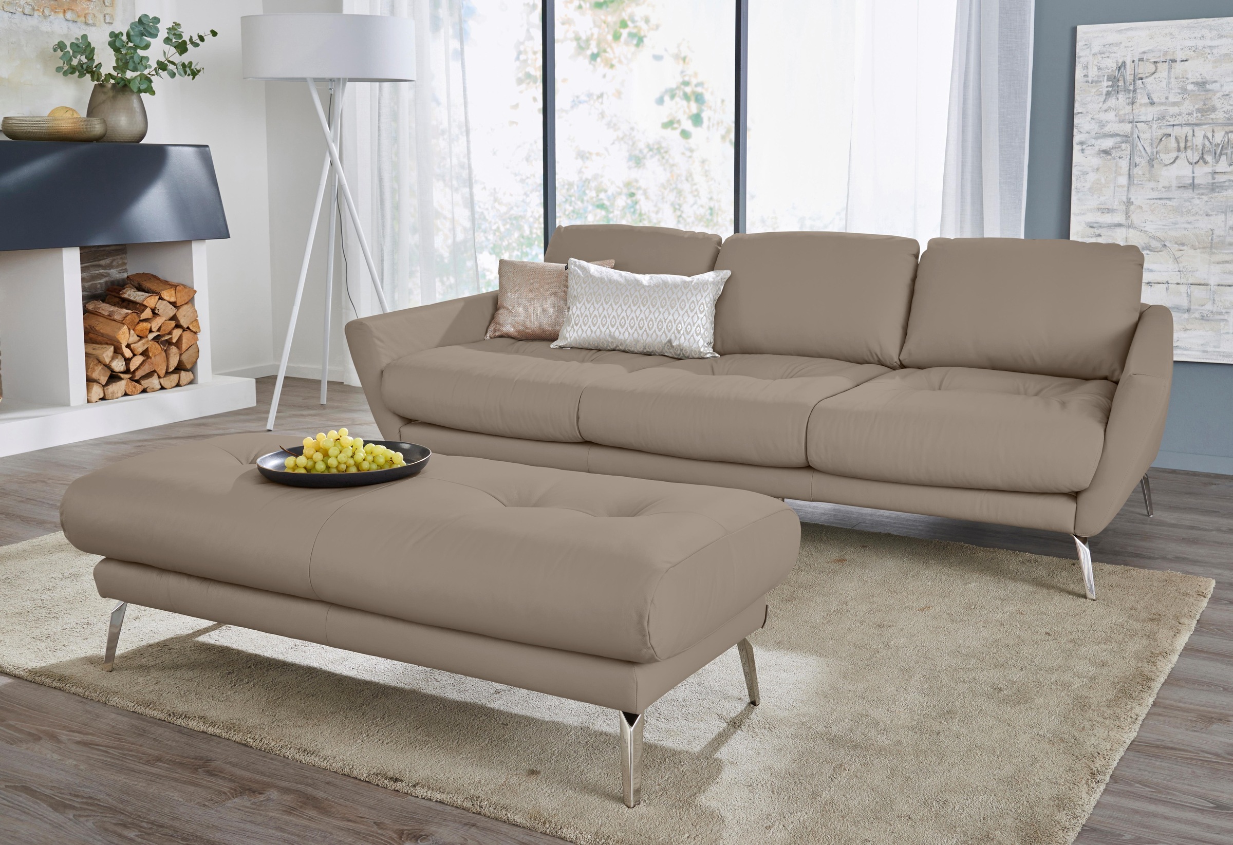W.SCHILLIG Big-Sofa »softy«, mit dekorativer Heftung im Sitz, Füße Chrom glänzend