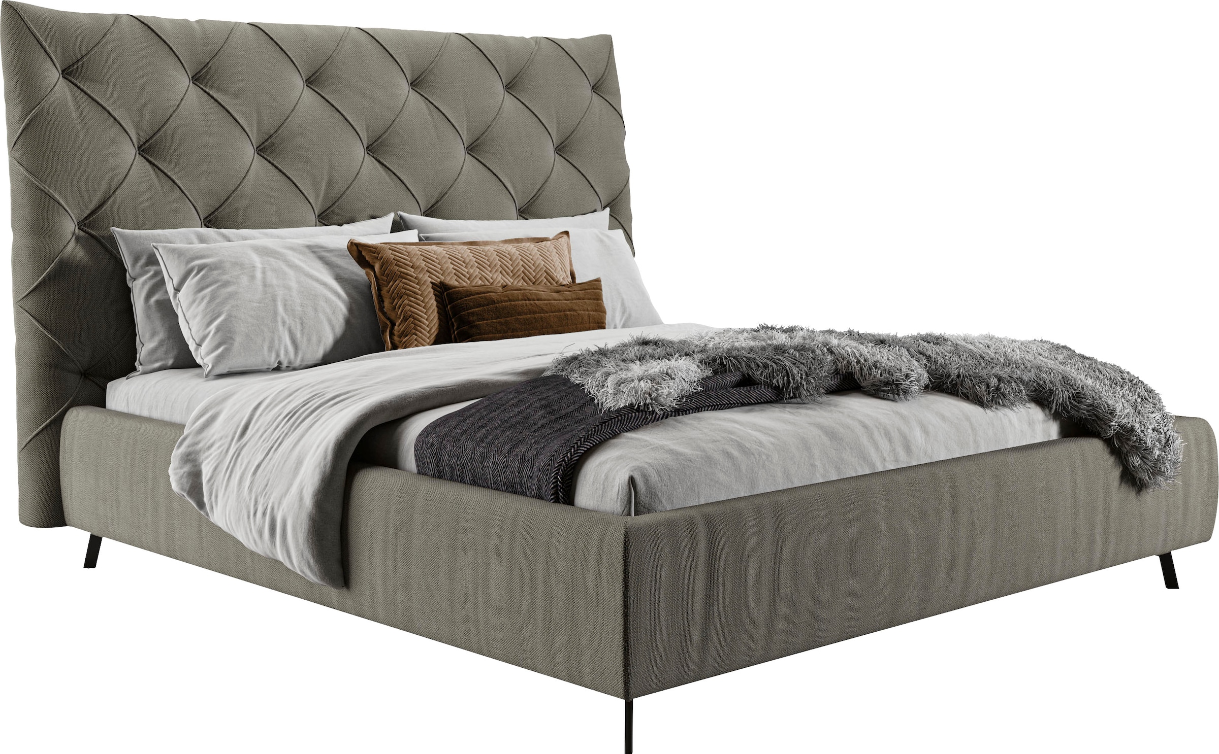 Leonique Polsterbett "Maxime, in 4 Breiten bis 200cm, auch in Leder" Kopfte günstig online kaufen