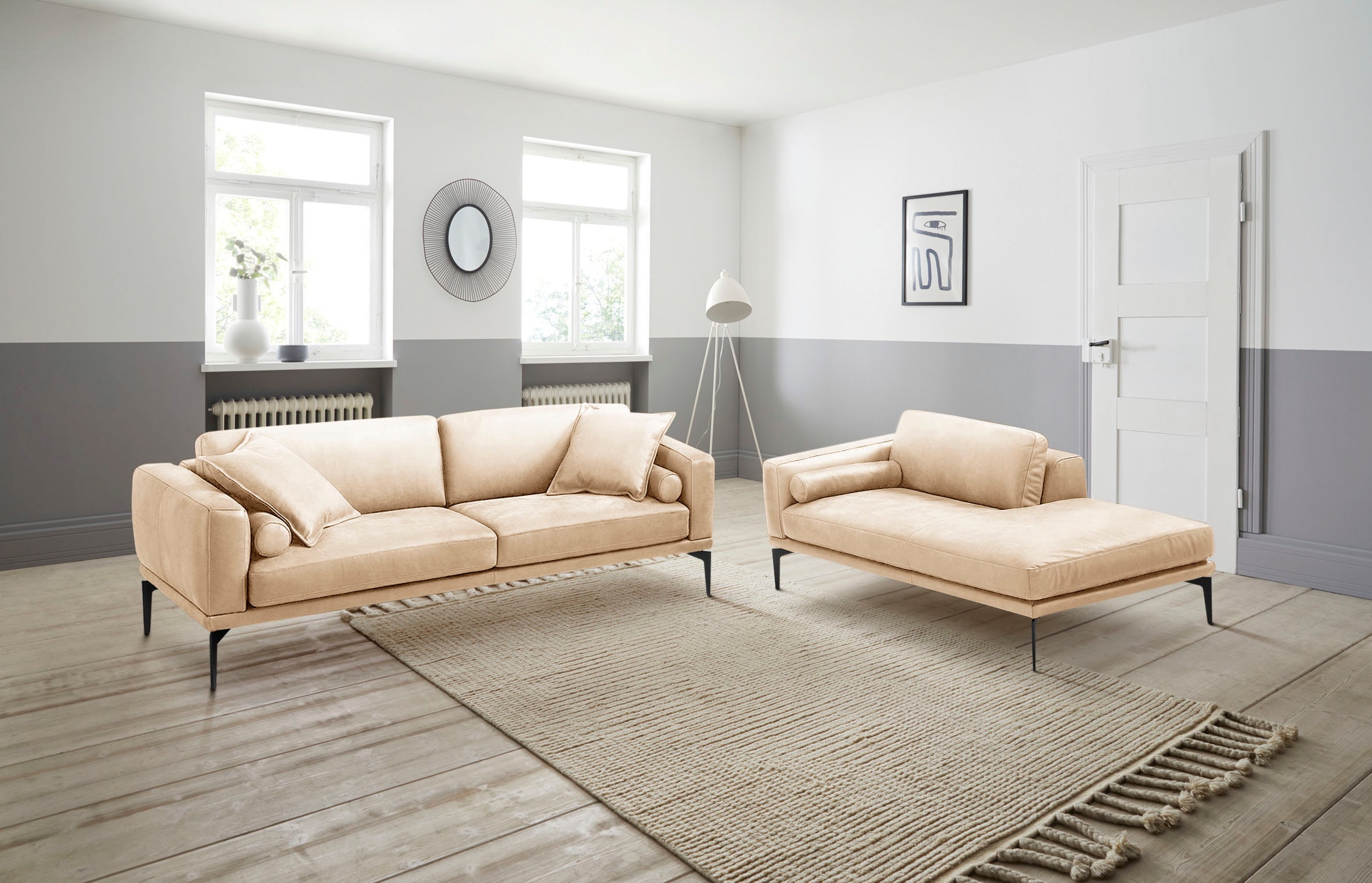Egoitaliano Polstergarnitur »Masu, Design trifft sensationellen Sitzkomfort«, Höhe der Rückenkissen und Sitztiefe verstellbar, 3 Rollkissen