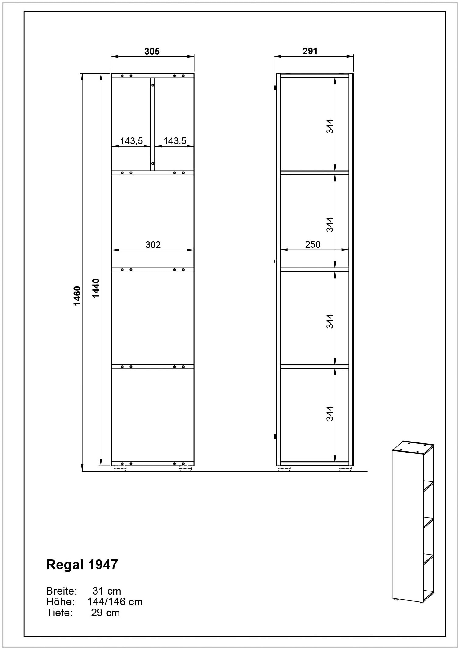 GERMANIA Badmöbel-Set »Crandon«, (4 St.), inkl. WT-Unterschrank, Spiegelschrank, Schrank und Regal