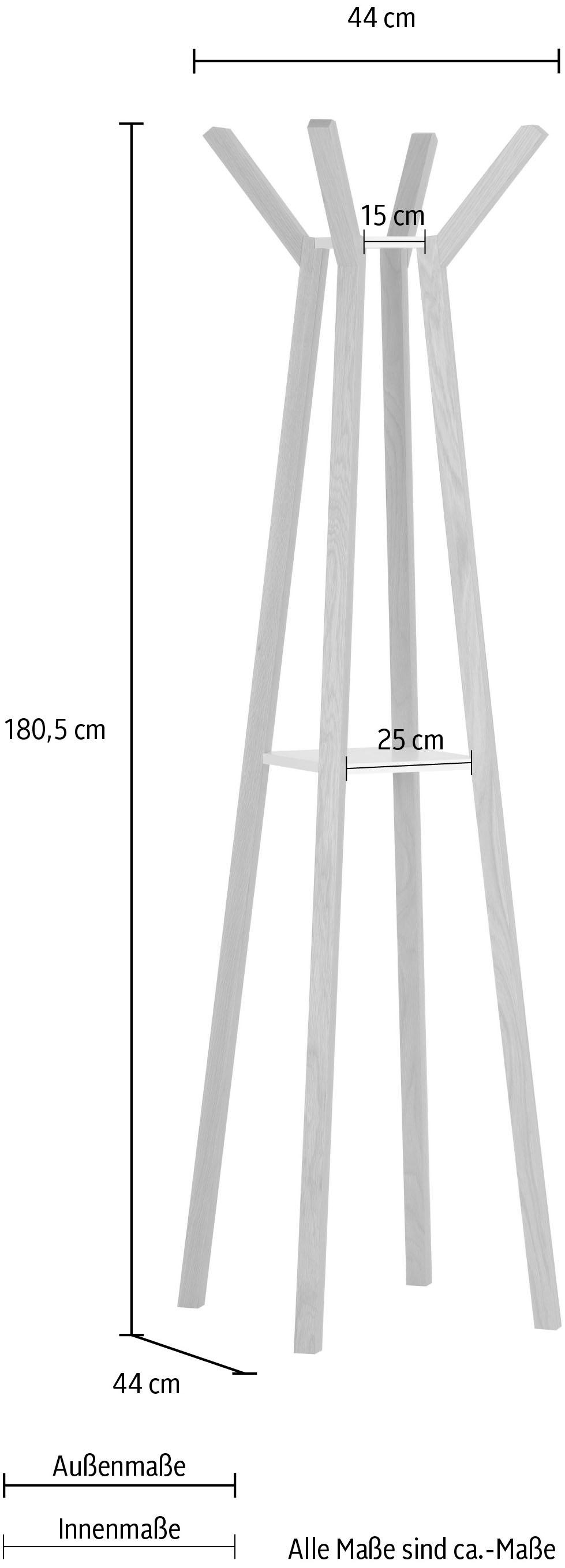Woodman Garderobe »Monti« im skandinavian Design, aus massiver Eiche,  mit 4 Haken, FSC®