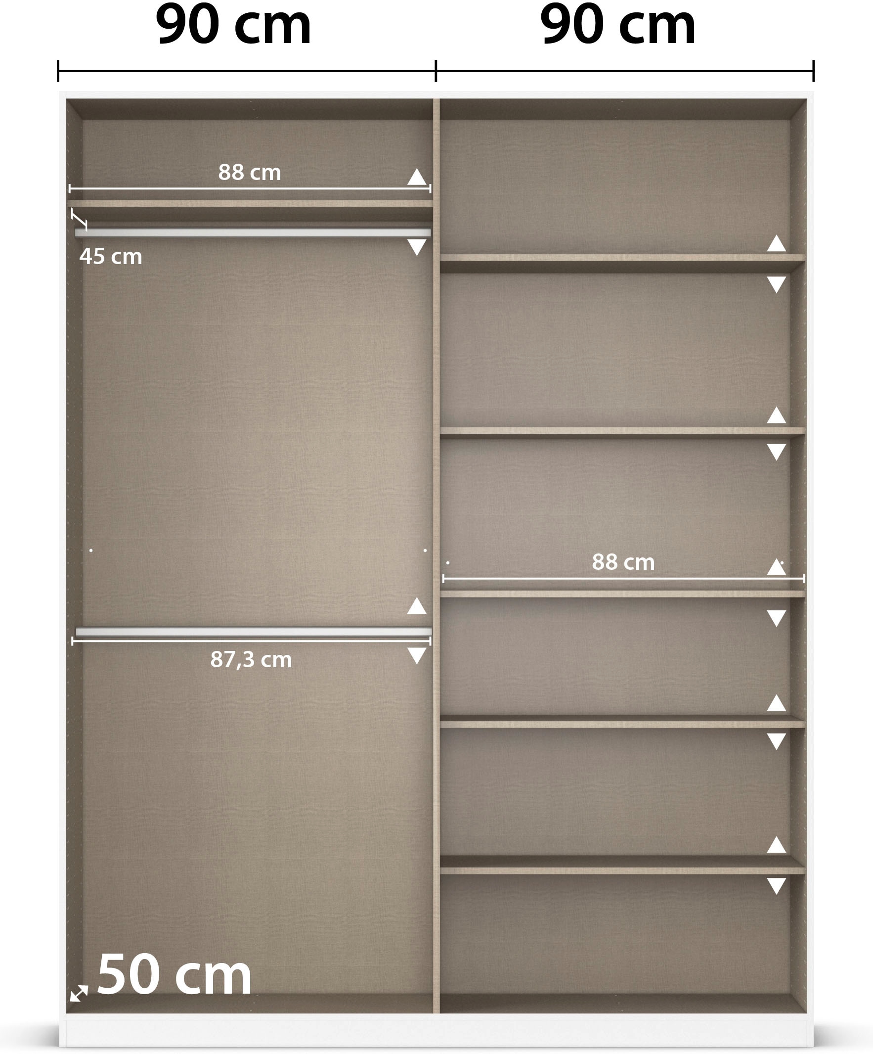 rauch Drehtürenschrank »Kleiderschrank Kleiderschränke Schrank Garderobe AGORDO mit Glasfront«, (in zwei Griff-Farben), durchdachte Innenausstattung, in 6 Breiten und 2 Höhen MADE IN GERMANY