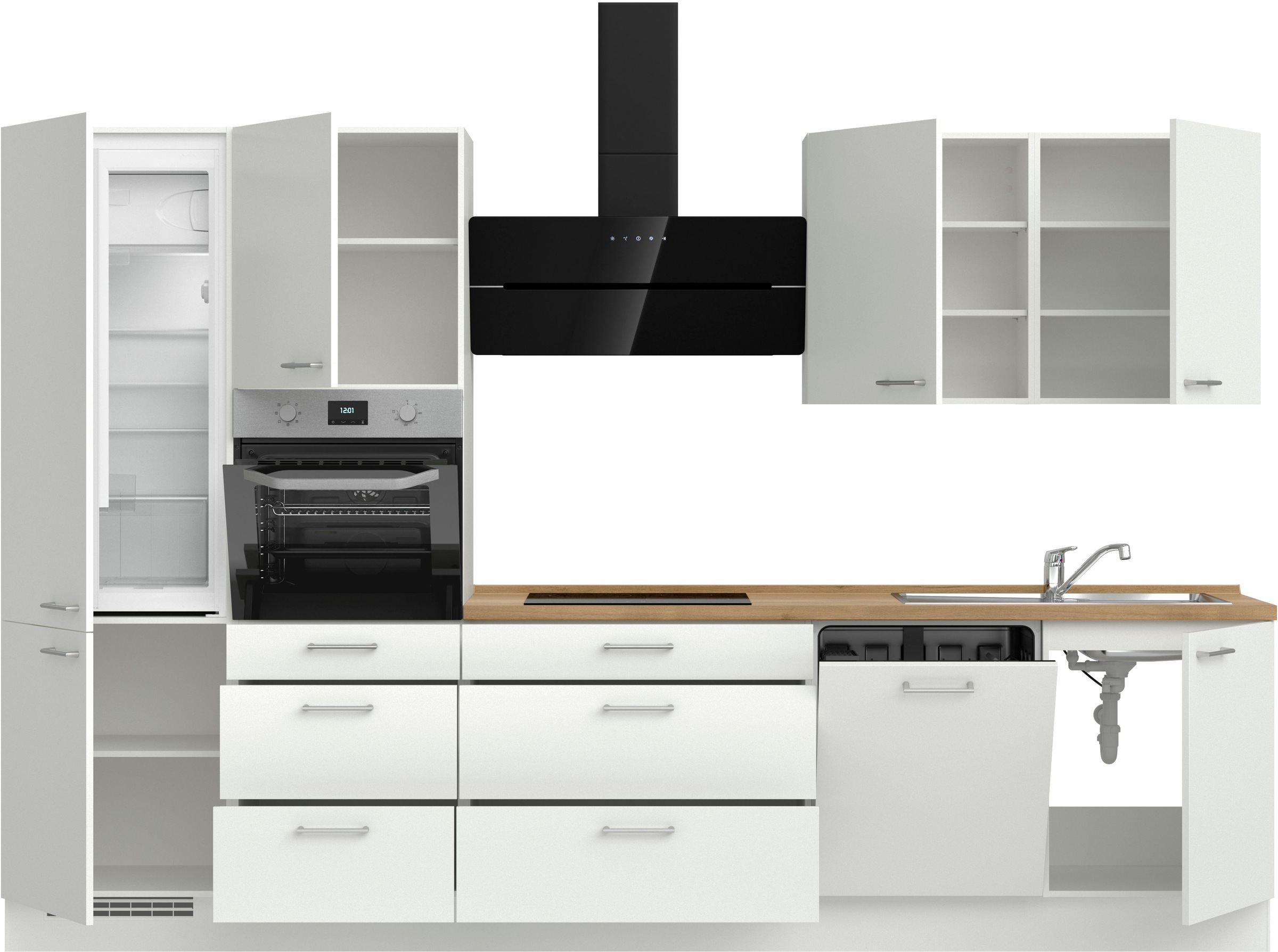 nobilia® Küchenzeile »"Laser II"«, vormontiert, Ausrichtung wählbar, Breite 330 cm, wahlw. mit E-Geräten