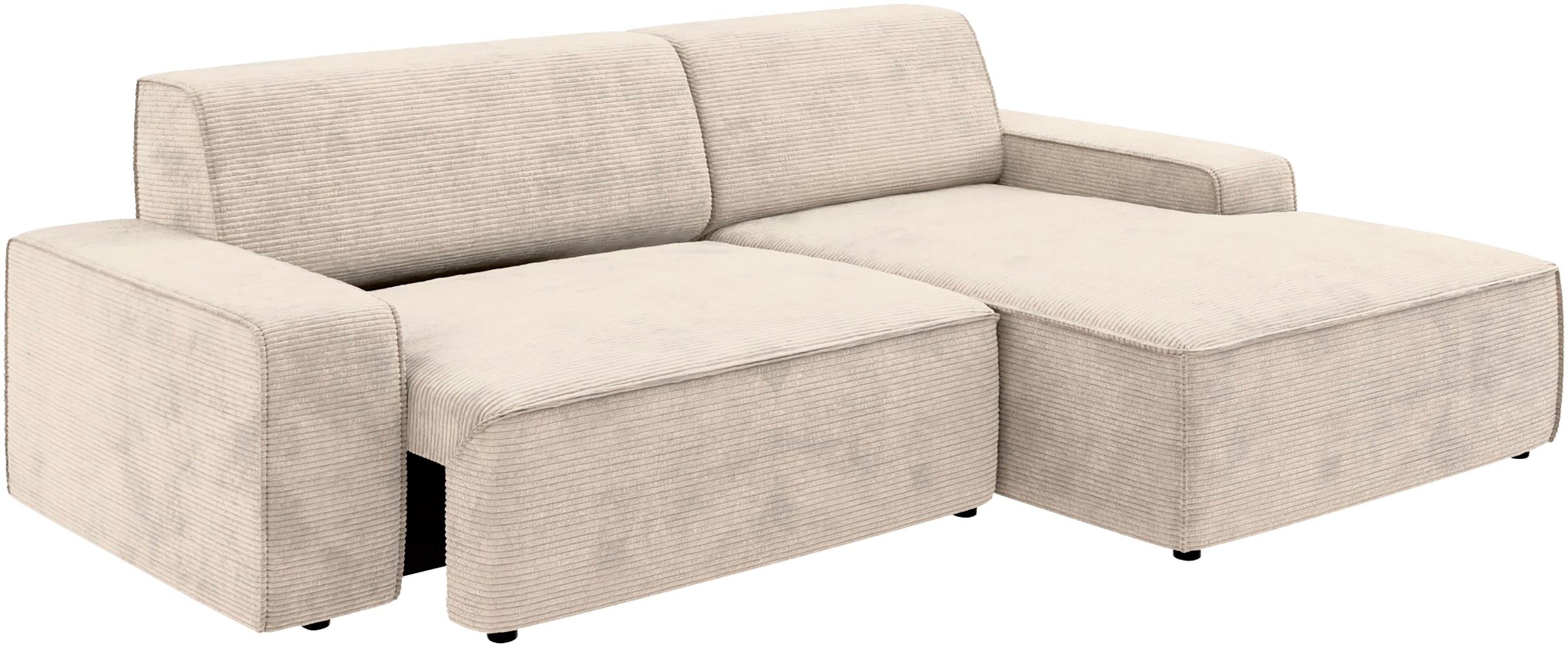 TRENDMANUFAKTUR Ecksofa »Graz, wahlweise mit Sitzvorschub und Bettkasten, L-Form, Breite 246 cm«, in Cord-, haustierfreundlichem LEO Struktur- oder LUMOS-3D-Bezug