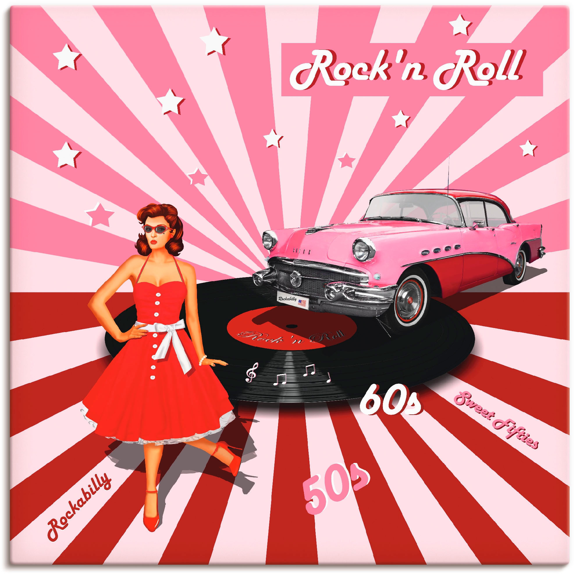 Artland Wandbild »Rock'n Roll die 50er Jahre« Auto 1 Stk. tlg. als Alubild, günstig online kaufen