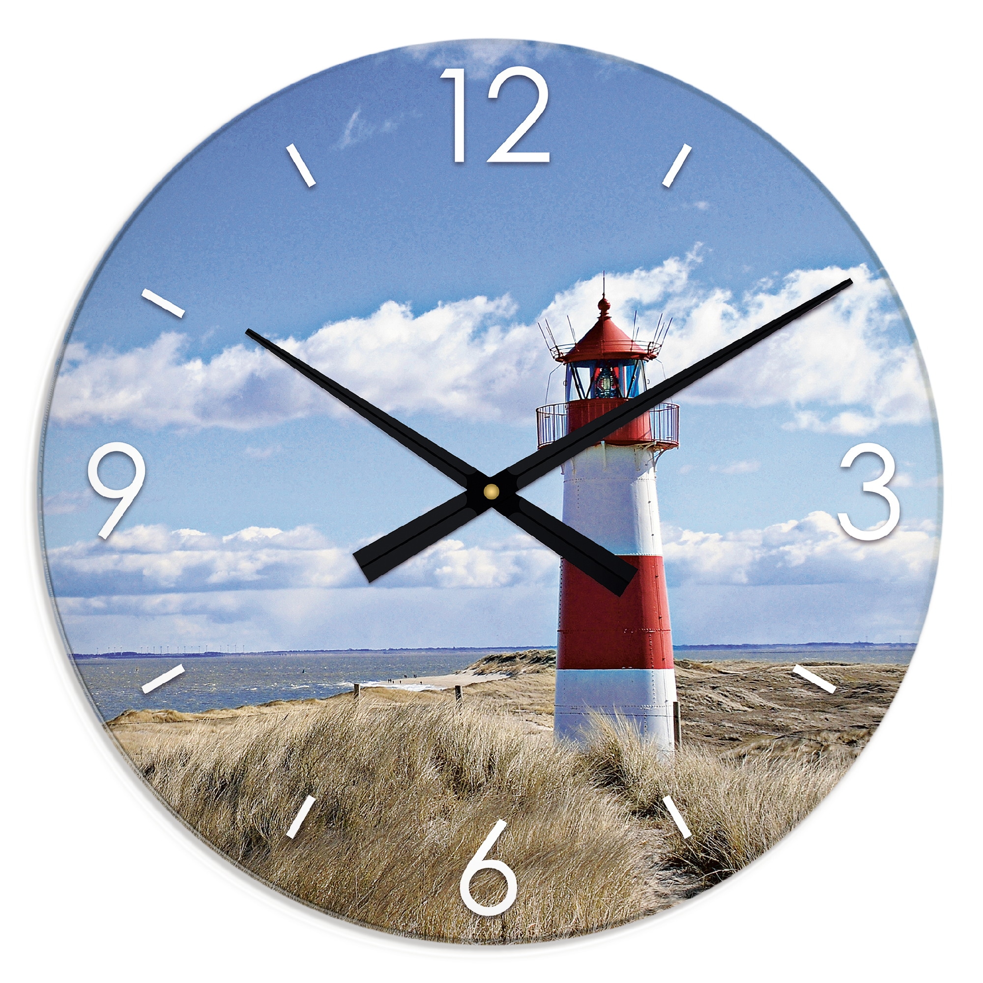 Artland Wanduhr »XXL Ø 50 cm Leuchtturm Sylt«, lautlos ohne Tickgeräusche günstig online kaufen