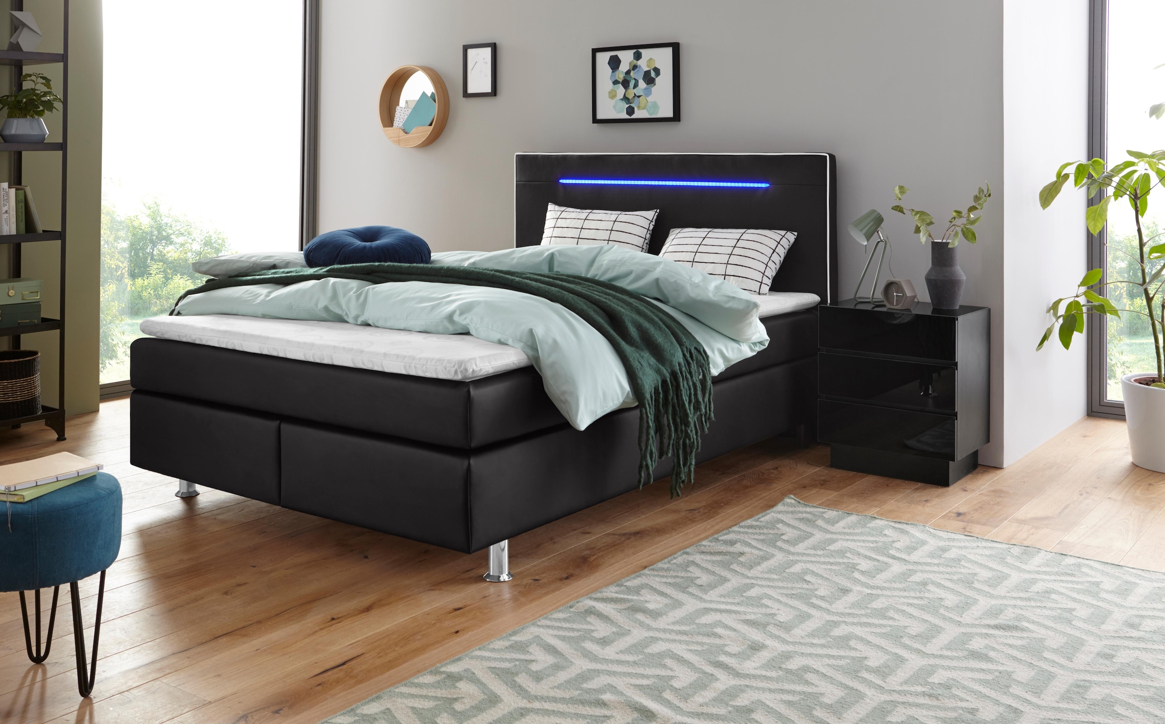 2. Bild von COLLECTION AB Boxspringbett, inkl. LED-Beleuchtung, Topper und Kissen