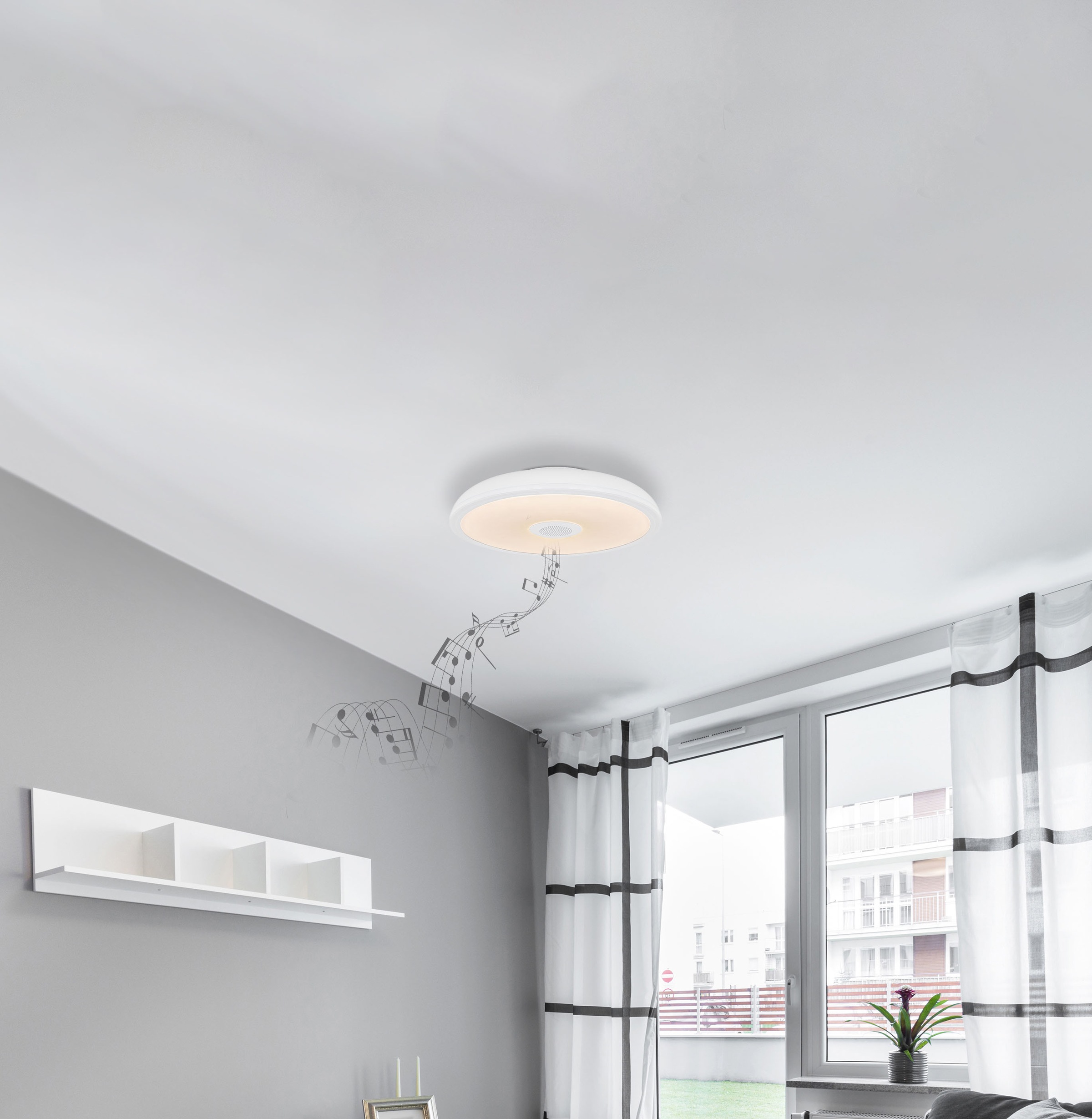 GLOBO LIGHTING LED Deckenleuchte »RAFFY« LED-Modul 1 Stk. warmweiß - kaltweiß Farbwechsel Rot-Grün-Blau, Lautsprecherfunktion