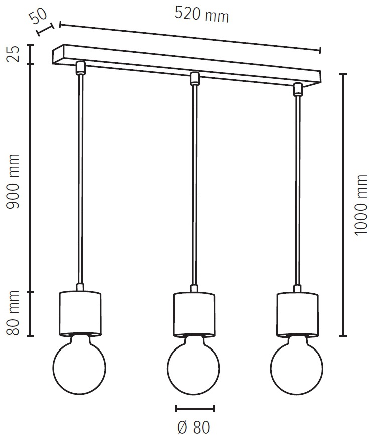 SPOT Light Pendelleuchte »PINO«, 3 flammig, Leuchtmittel E27 | ohne Leuchtmittel, Hängeleuchte, Naturprodukt aus Massivholz, Nachhaltig, Kabel kürzbar