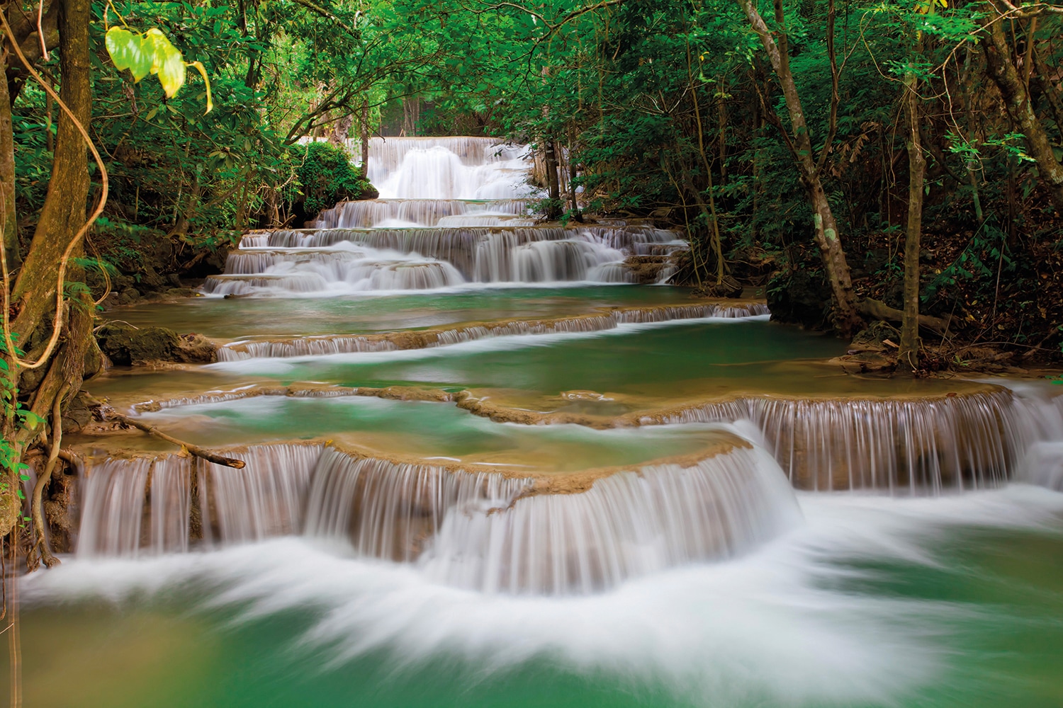 Papermoon Fototapete »Deep Forest Waterfall« glatt günstig online kaufen