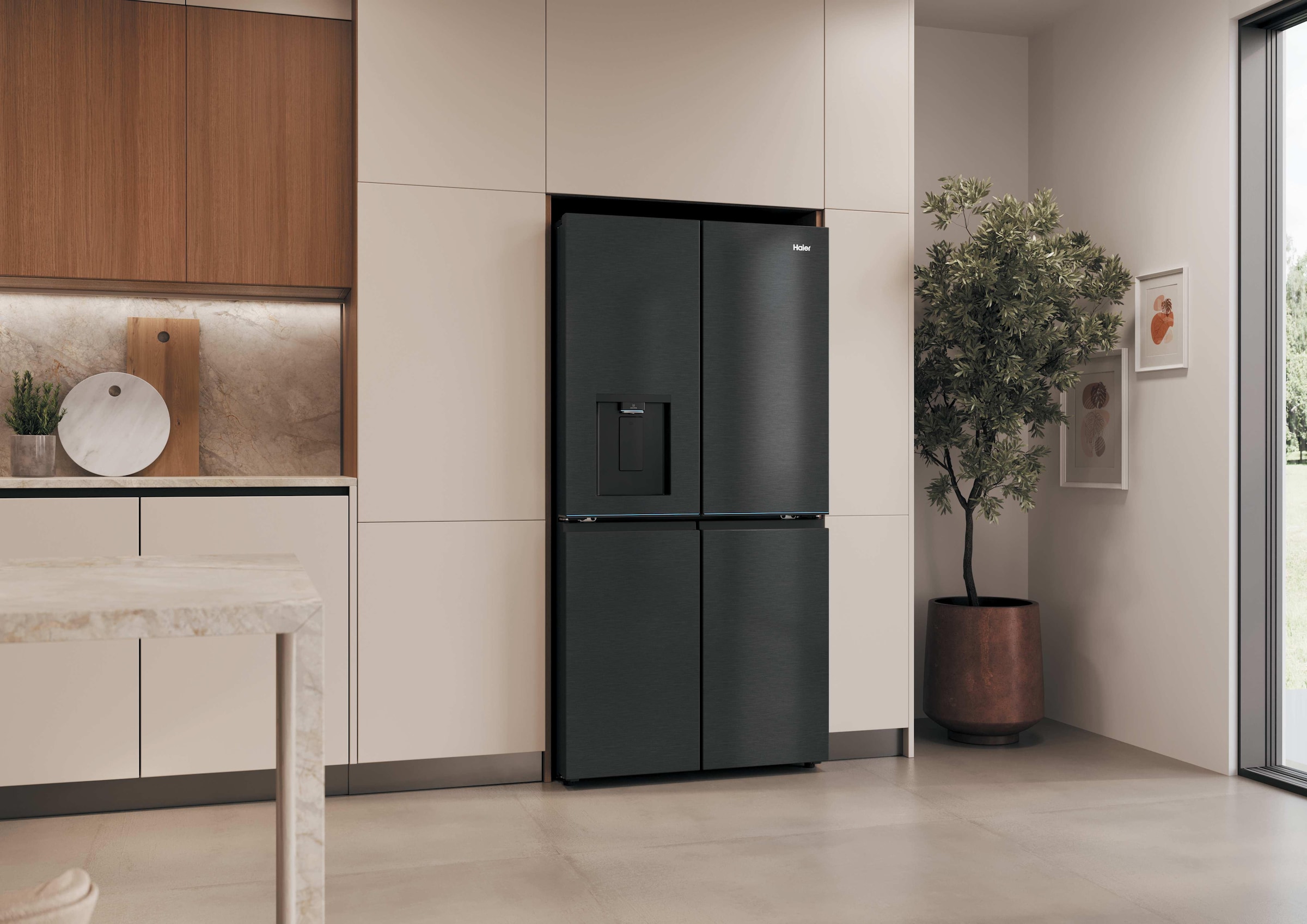 Haier Multi Door Horizon Collection »HCR79F18CHMB« 182,5 cm hoch 90,5 cm breit Wasserdispenser & Eiswürfelbereiter