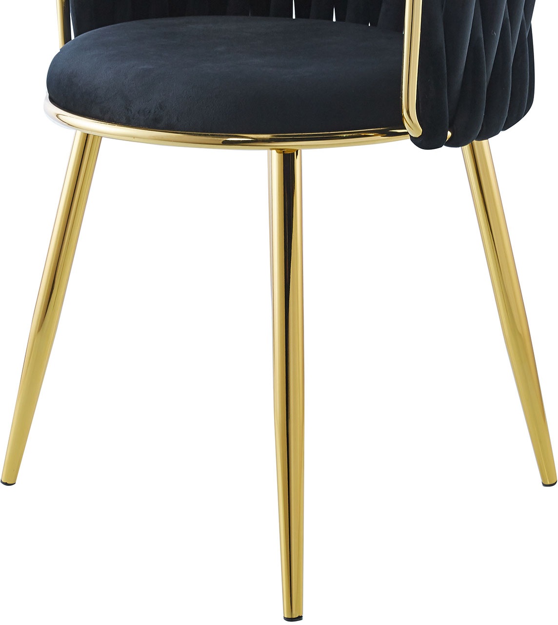 Kayoom Polsterstuhl »Stuhl Melly 125 2er-Set,tolles Design der Rückenlehne, runde Sitzfläch«, (Set), 2 St., ausgefallen geflochtene Rückenlehne, Samtbezug, goldene Beine