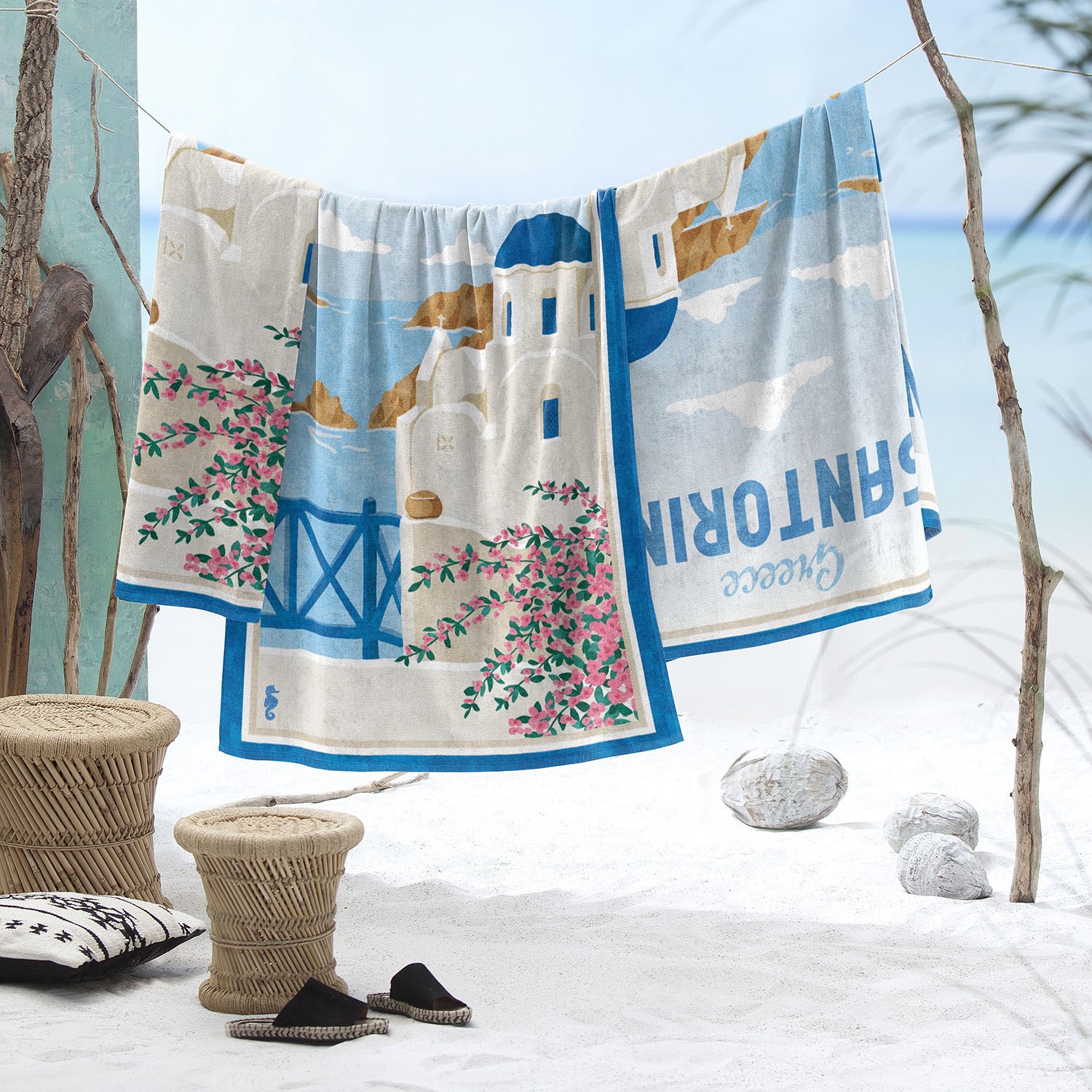 Seahorse Strandtuch »Santorini«, (1 St., Strandtuch 90 x 170 cm), mit Santo günstig online kaufen