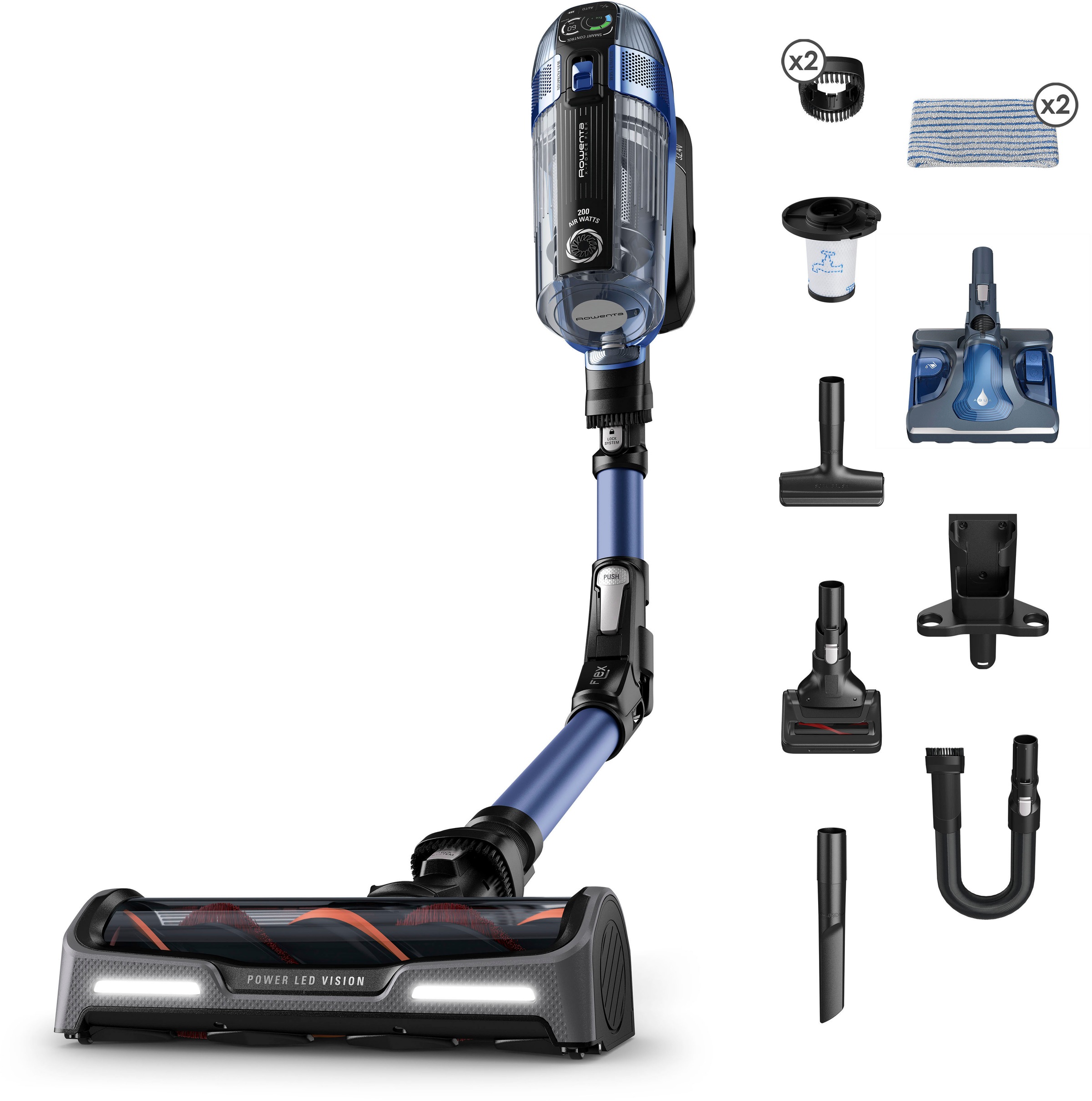 Rowenta Akku-Hand-und Stielstaubsauger »RH99C0 X-Force Flex 14.60 Aqua«, leistungsstark, Aqua Düse, hohes Fassungsvermögen, Flex-Gelenk