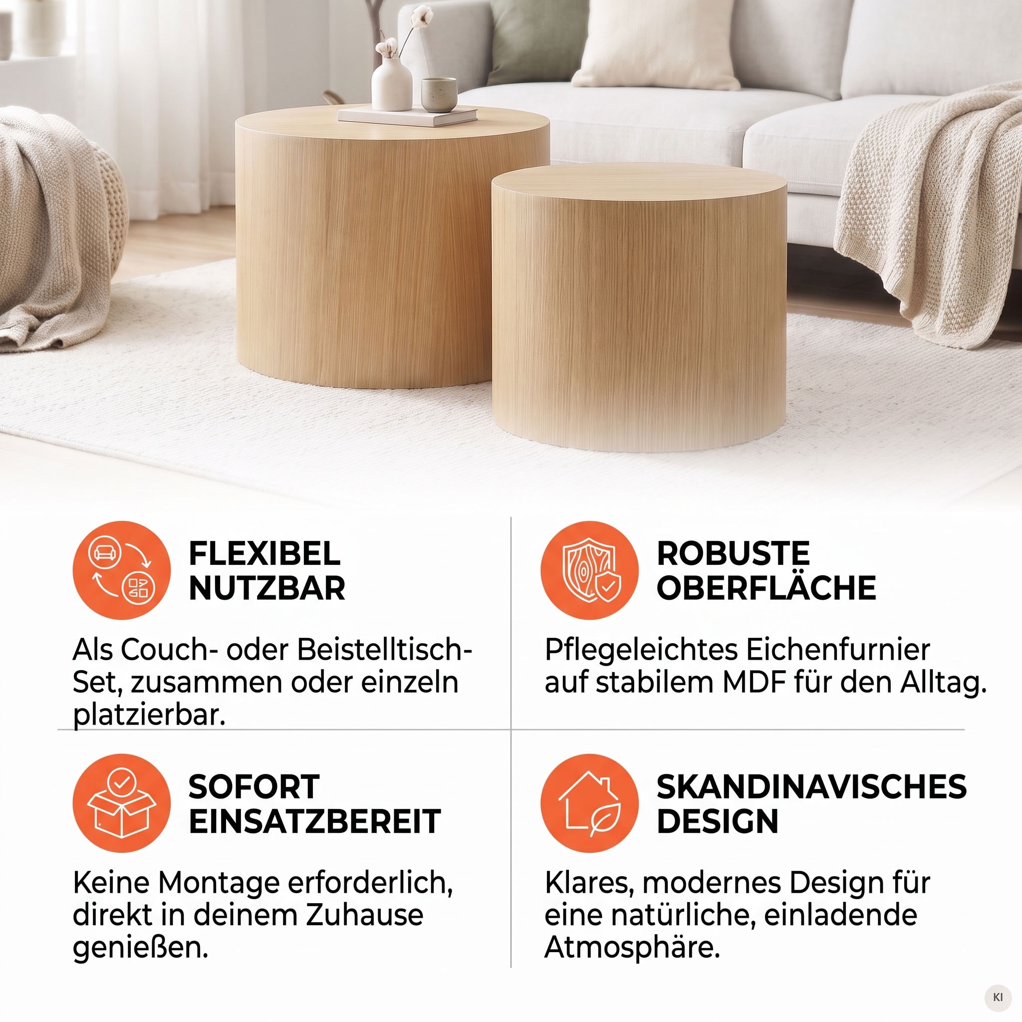 SalesFever Couchtisch »Coffeetable im 2er-Set: Stilvoller Mittelpunkt« 2 Stk. tlg. mit Holzfurnier