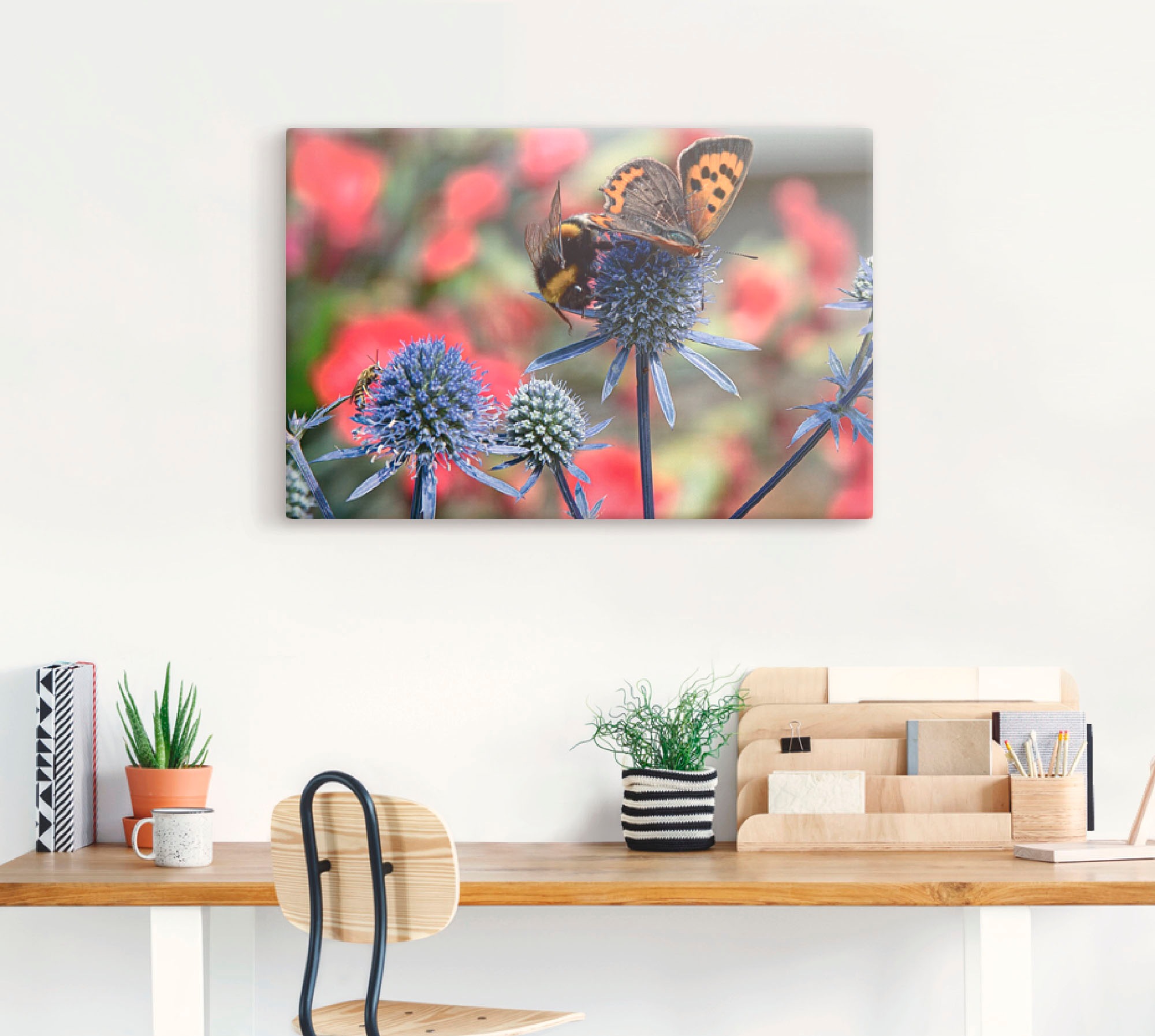 Artland Wandbild »Kleiner Feuerfalter und Hummel«, Insekten, (1 St.), als Alubild, Outdoorbild, Leinwandbild, Wandaufkleber, versch. Größen