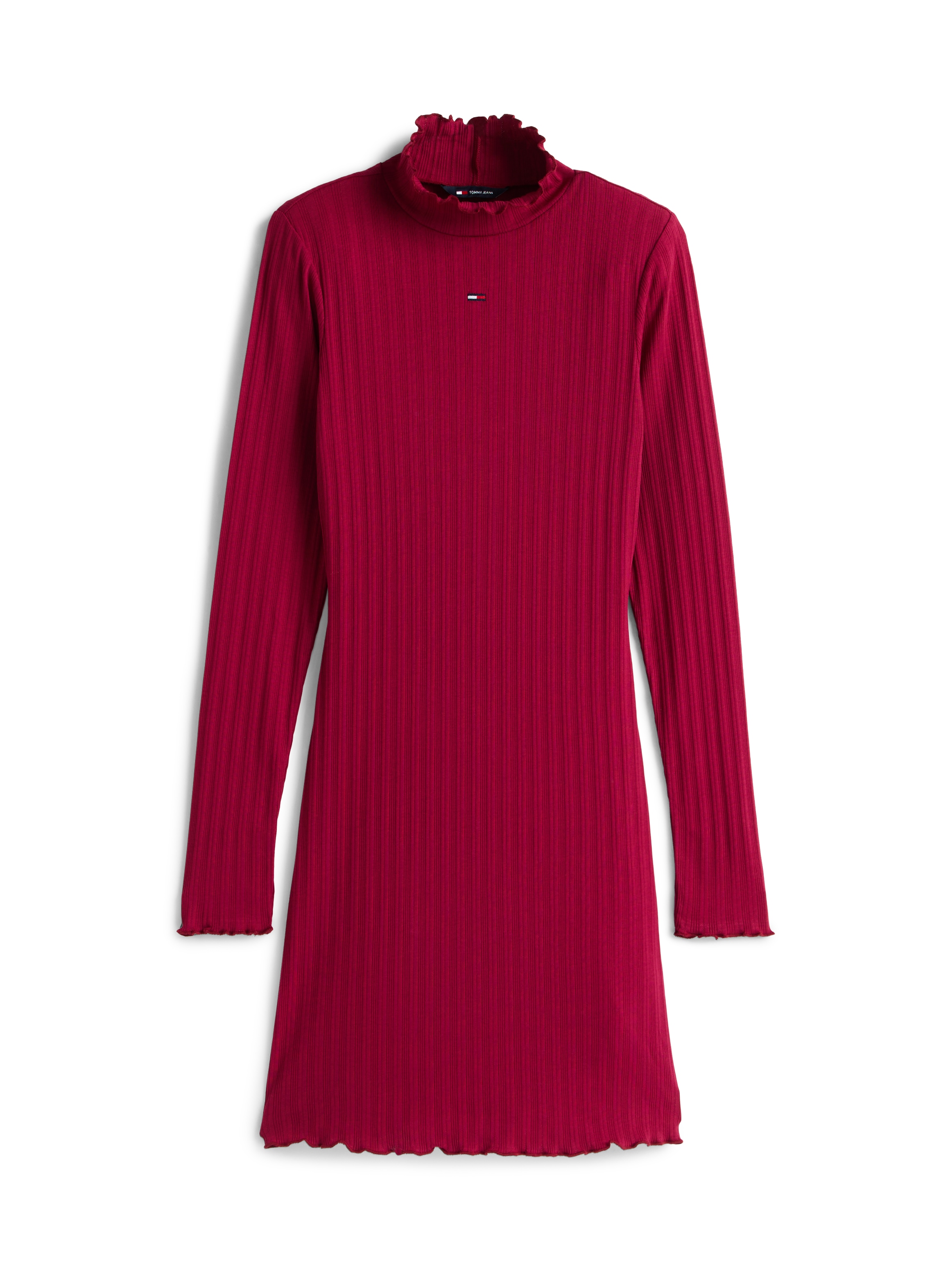 Tommy Jeans A-Linien-Kleid »TJW F&F RIB LETTUCE EDGE DRESS« in gerippter Struktur