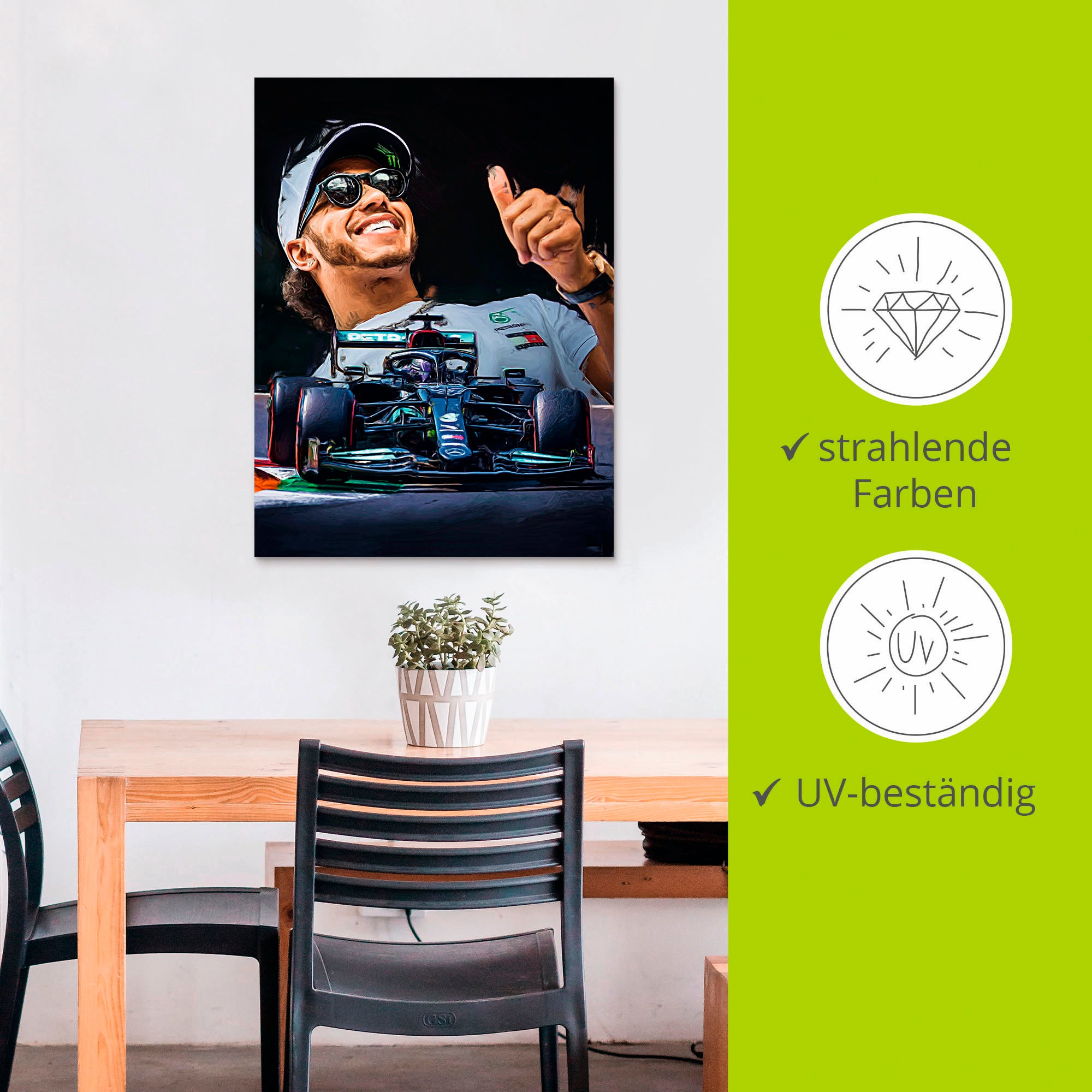 Artland Wandbild »Sir Lewis Hamilton alias LH44«, Auto, (1 St.), als Alubild, Outdoorbild, Leinwandbild, Poster in verschied. Größen