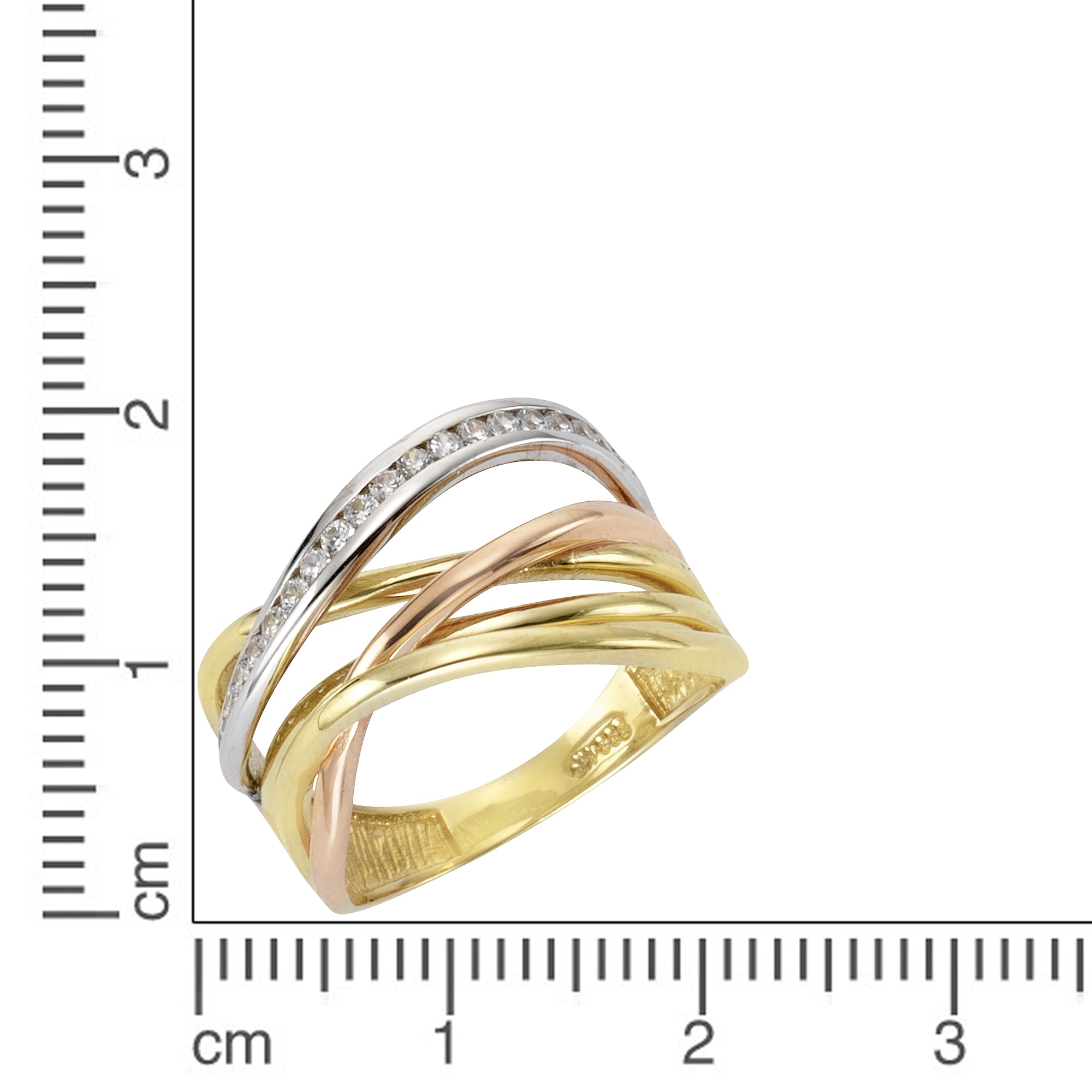 Fascination by Ellen K. Fingerring »333 Gold 3-farbig Zirkonia weiß«