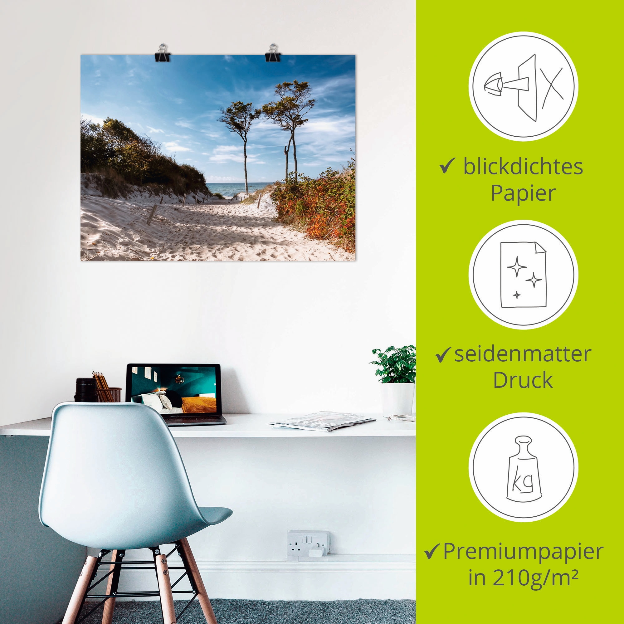Artland Wandbild »Weststrand Darss«, Strand, (1 St.), als Leinwandbild, Poster, Wandaufkleber in verschied. Größen