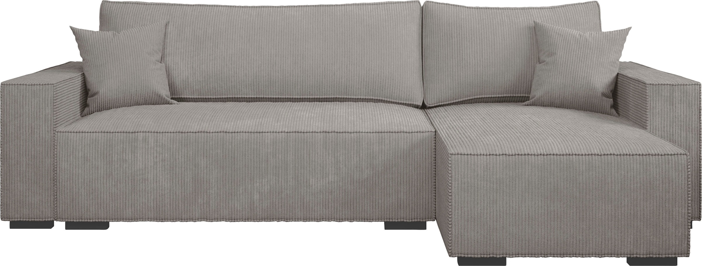 INOSIGN Ecksofa »Winton Cordsofa / Schlafsofa 253 cm«, Cord, Recamiere wechselbar, Schlaffunktion (130/208cm), Bettkasten