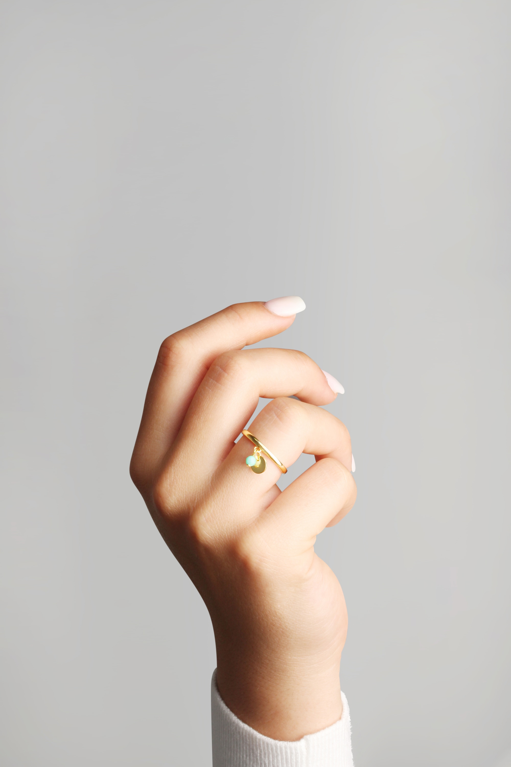 CAÏ Fingerring »925 Silber vergoldet Anhänger Amazonit Plättchen«
