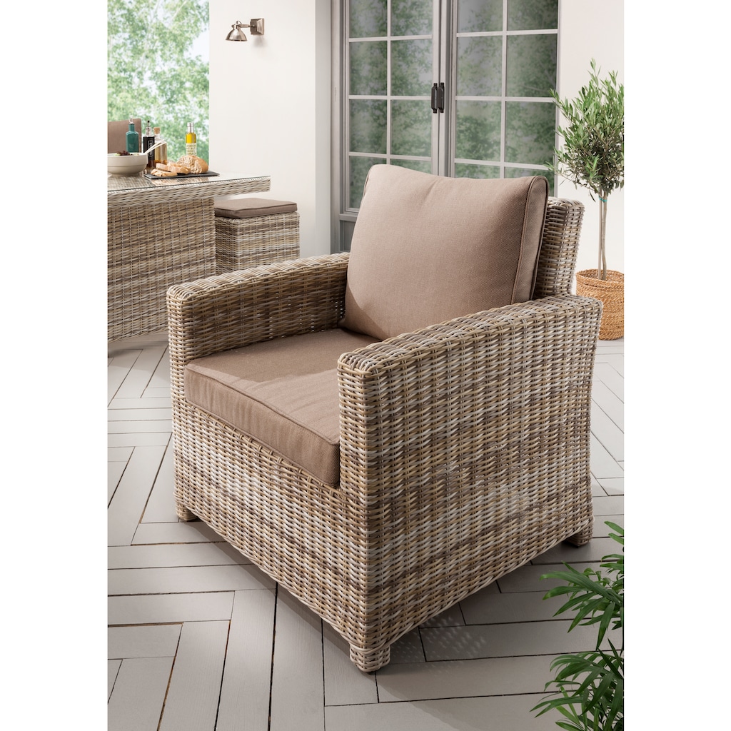 Destiny Loungesessel »ALCUDIA«, Polyrattan, beige meliert, + Auflagen