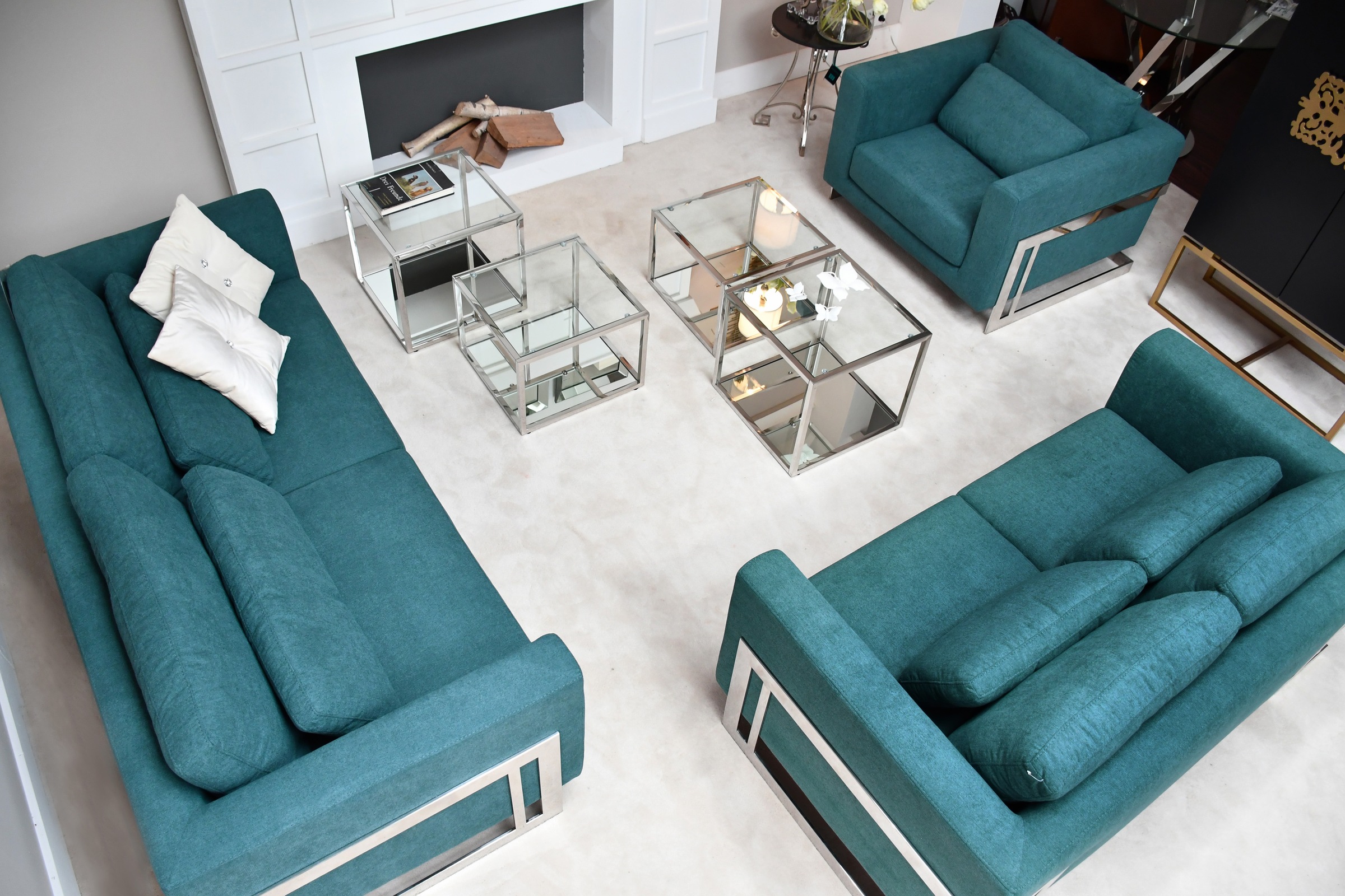 Leonique Sessel »New York« Petrolblauer Sessel, Edelstahlgestell, 102 x 84 x 96, Sitzhöhe 44 cm