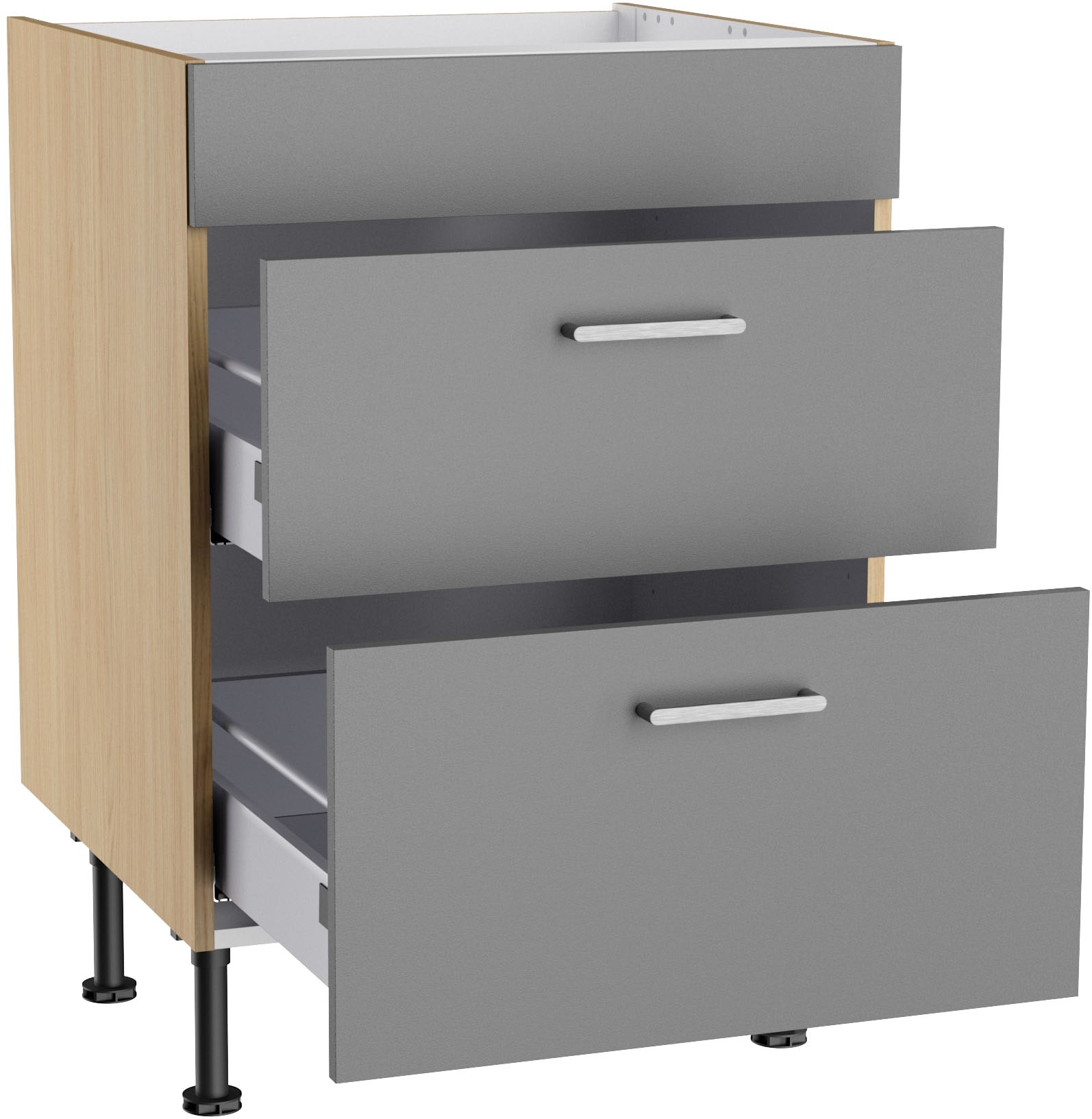 KOCHSTATION Kochfeldumbauschrank »KS-Lucy« Breite 60 cm, mit 2 Auszügen, Soft-Close, höhenverstellbare Füße