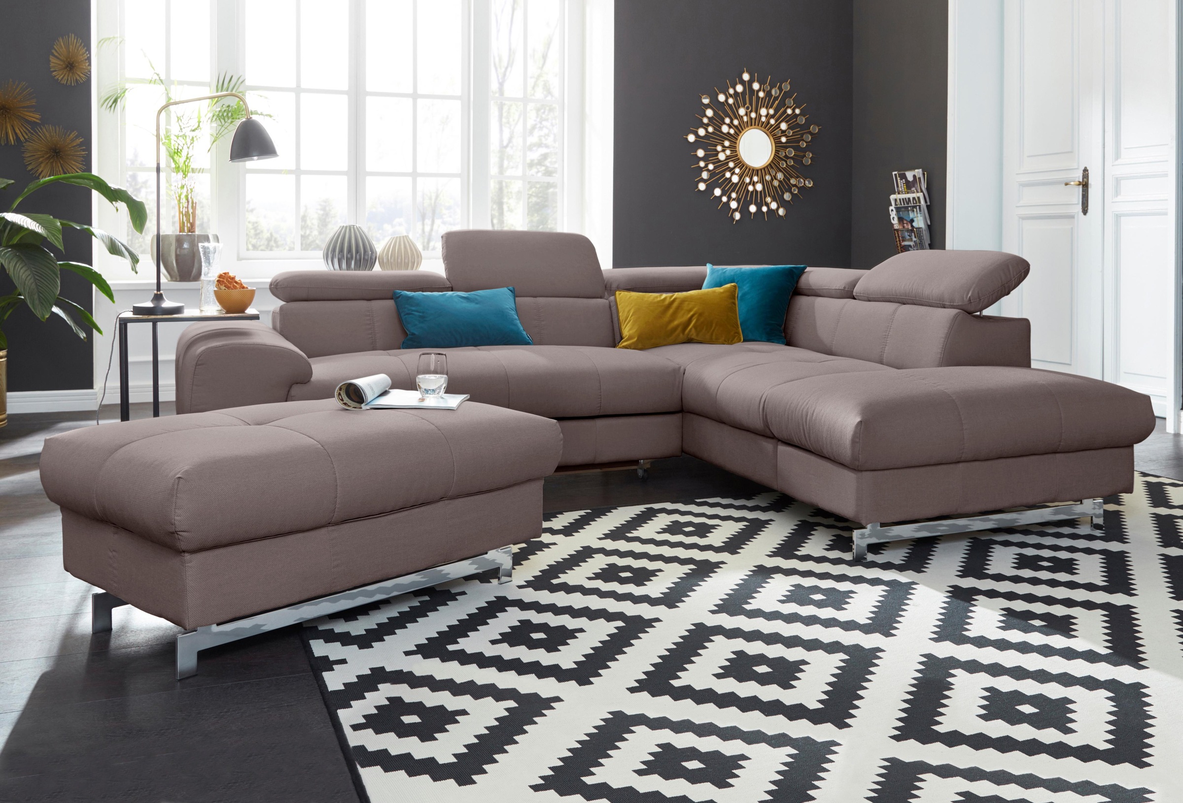 COTTA Ecksofa »Chef L-Form«, mit Kopfteilverstellung, wahlweise mit Bettfunktion & Bettkasten