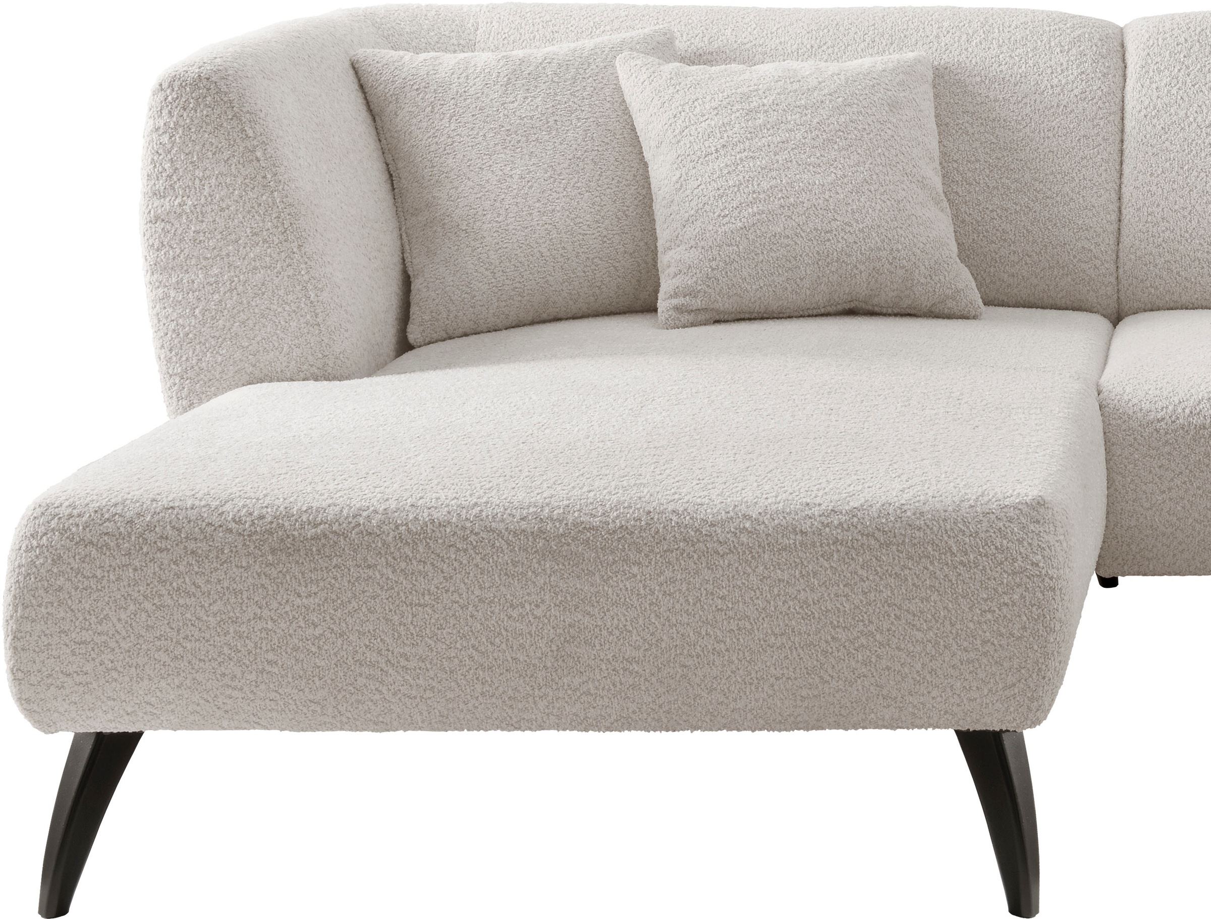 INOSIGN Ecksofa »Colori L-Form«, Holzfußfarbe wählbar, inkl. 4x Zierkissen