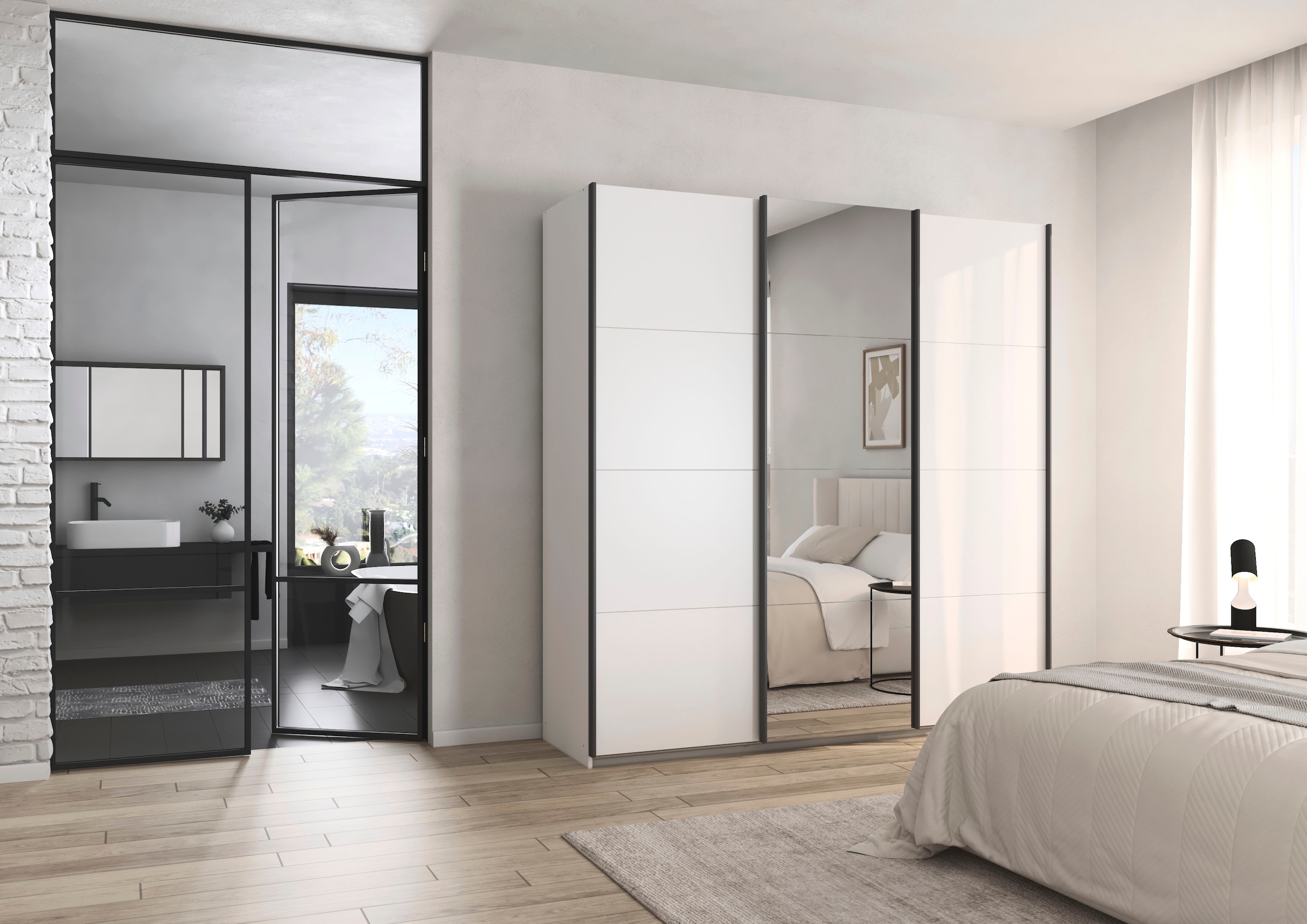 rauch Schwebetürenschrank »Kleiderschrank Schrank OTTO´S CHOICE Garderobe AGORDO«, (in zwei Griff-Farben), Top Innenausstattung, in 4 Breiten und 2 Höhen MADE IN GERMANY