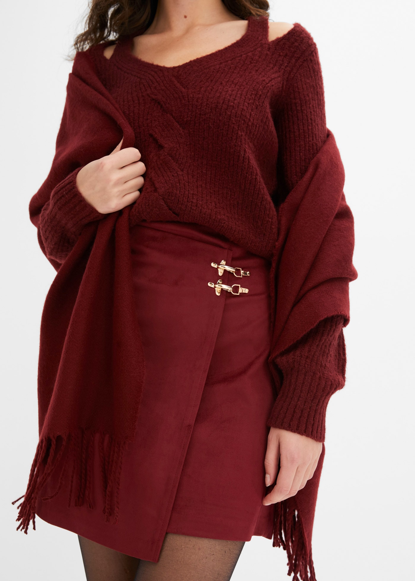 bonprix Lederimitatrock »Lederimitat-Rock in Wickeloptik« aus Polyester und Elasthan, ausgestellte Passform, mit Wickeloptik