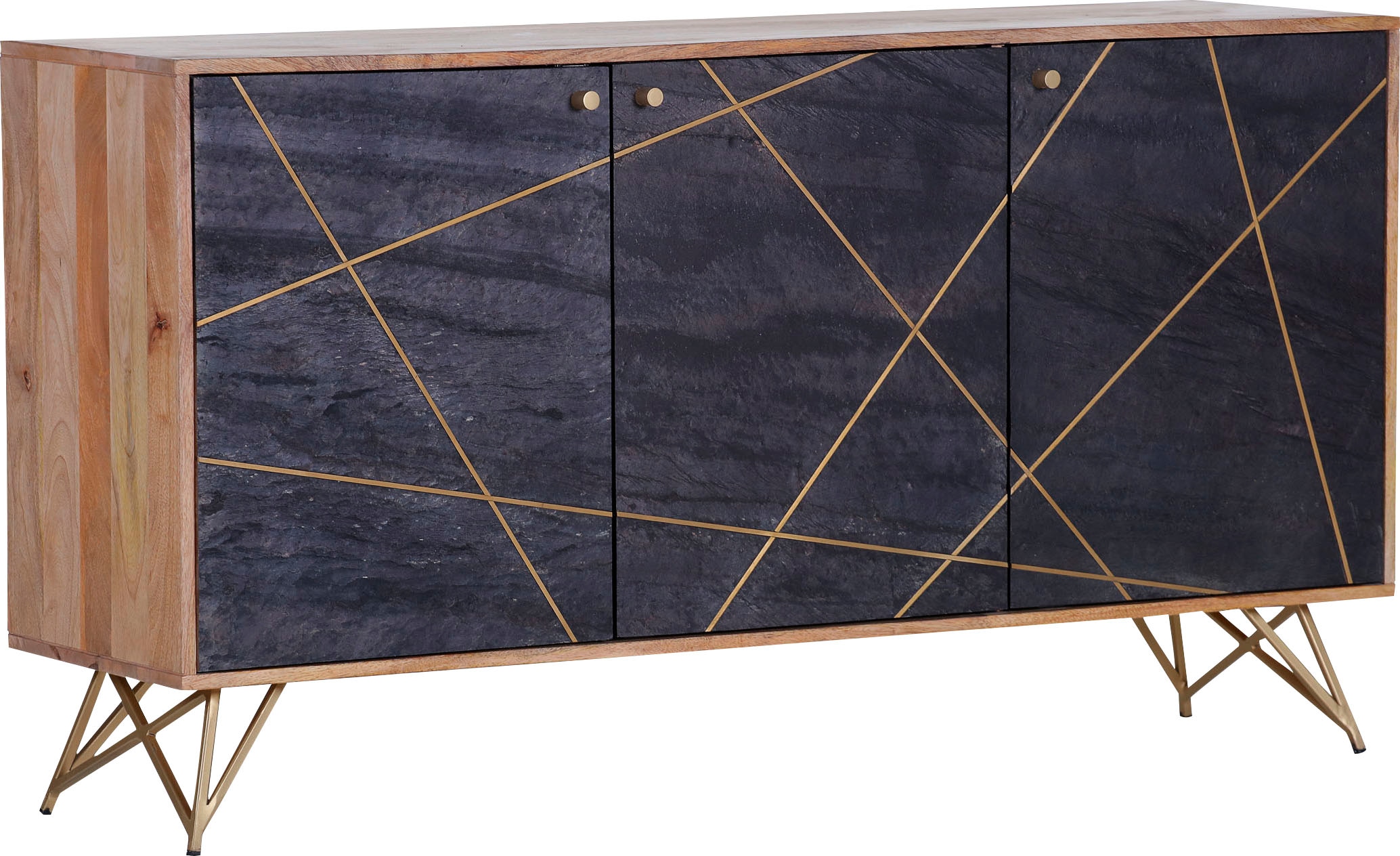 Gutmann Factory Sideboard »Lennon« Kommode mit Echtsteinfurnier und Messingapplikationen