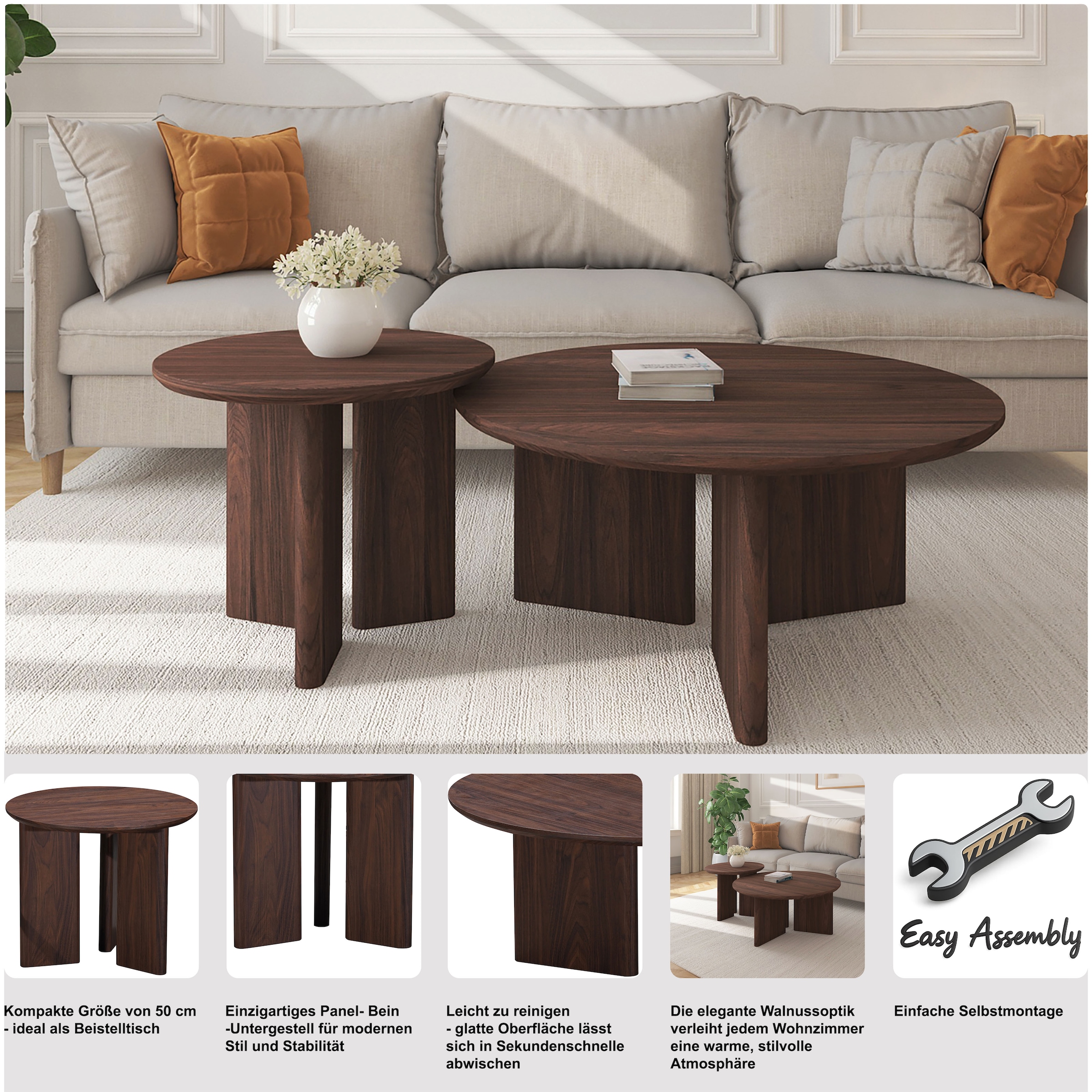 OTTO home Beistelltisch »Cassian« 1 Stk. tlg. Walnussoptik