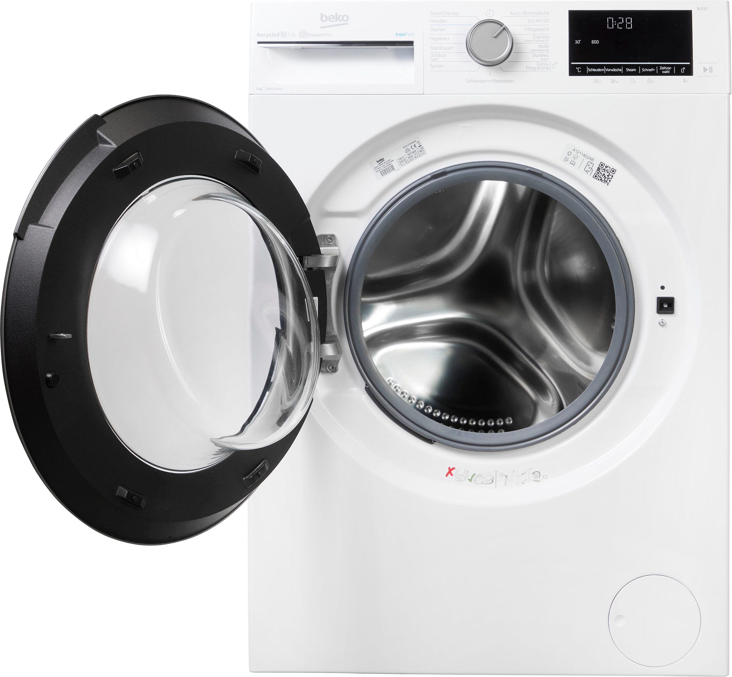 BEKO Waschmaschine »B3WFU57413W1«, 7 kg, 1400 U/min, Vollelektronik