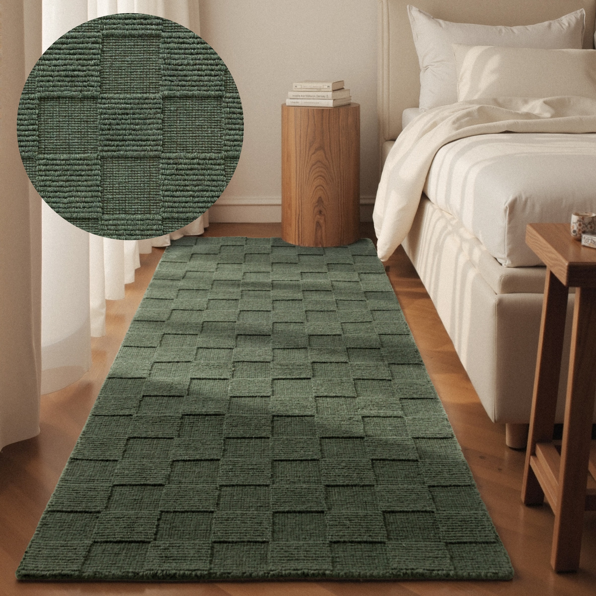 Villeroy & Boch Wollteppich »Scala« rechteckig 10 mm Höhe Handgewebt, Wolle, Kariert, Natur, 3D-Struktur, Karo, Wohnzimmer