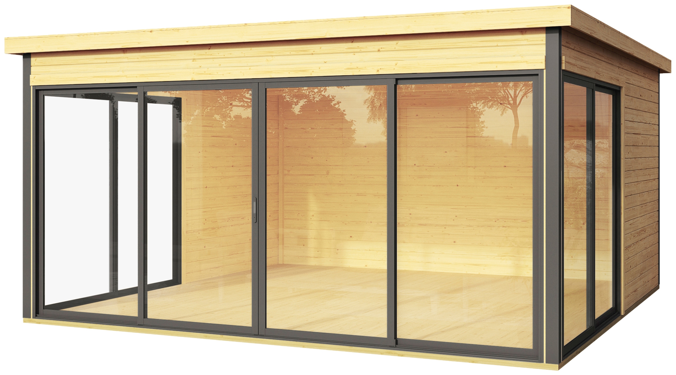LASITA MAJA Gartenhaus »DOMEO 5 NATUR/ANTHRAZIT«, (Set), Fundamentmass 4180 x 4180, Naturbelassen