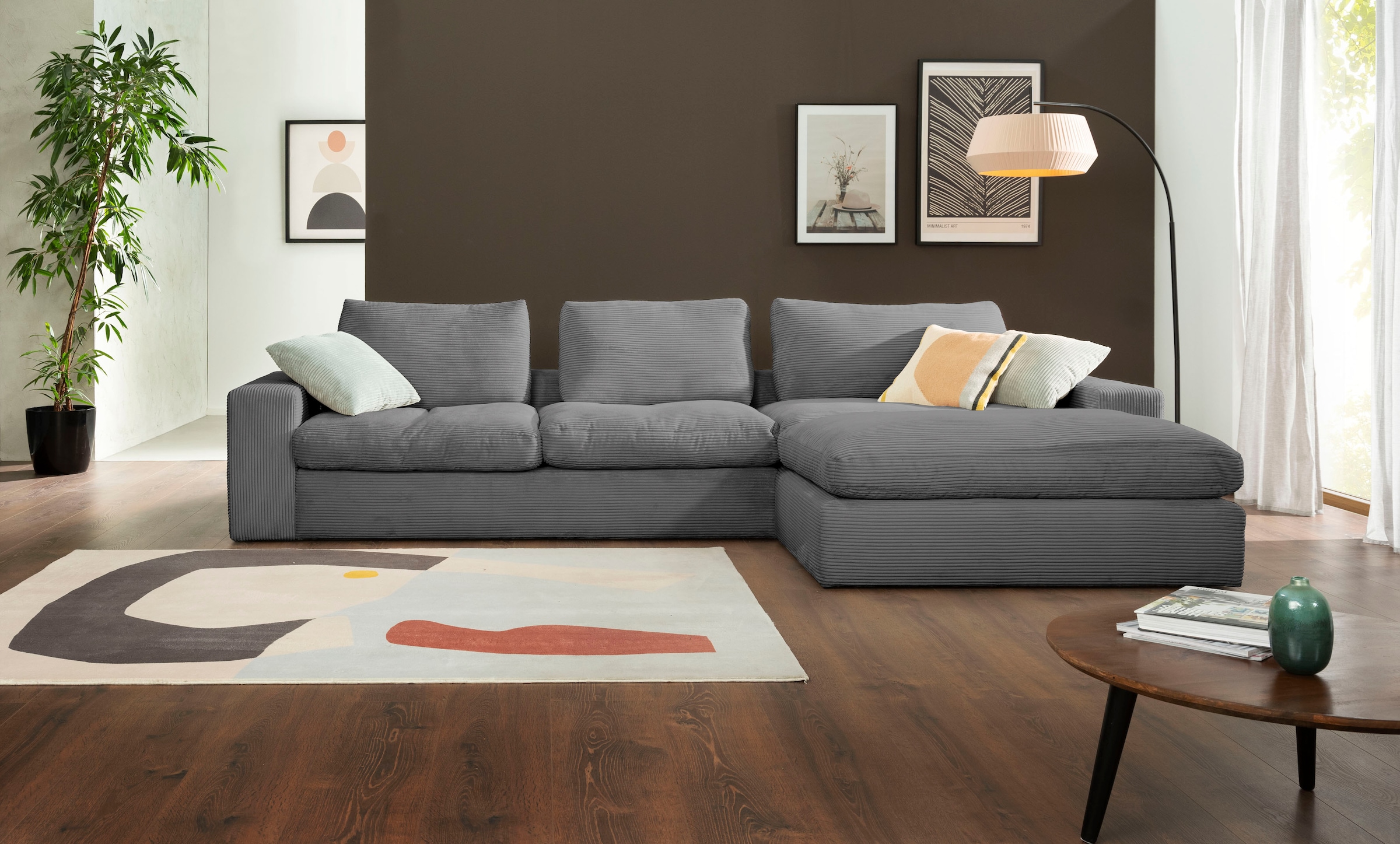 alina Ecksofa »Sandy« mit Recamiere, in modernem Cordstoff günstig online kaufen