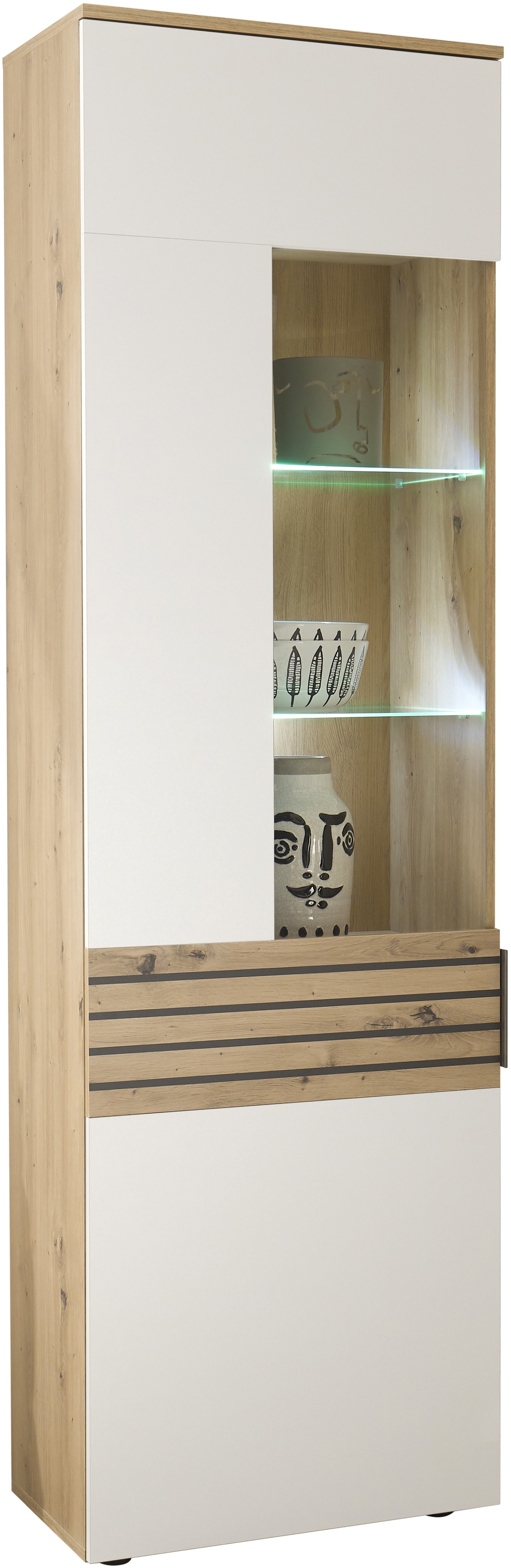 HBZ Vitrine »BZ 5110«, (1 St.), mit LED-Beleuchtung, Vitrinenschrank wahlweise in grau oder weiß