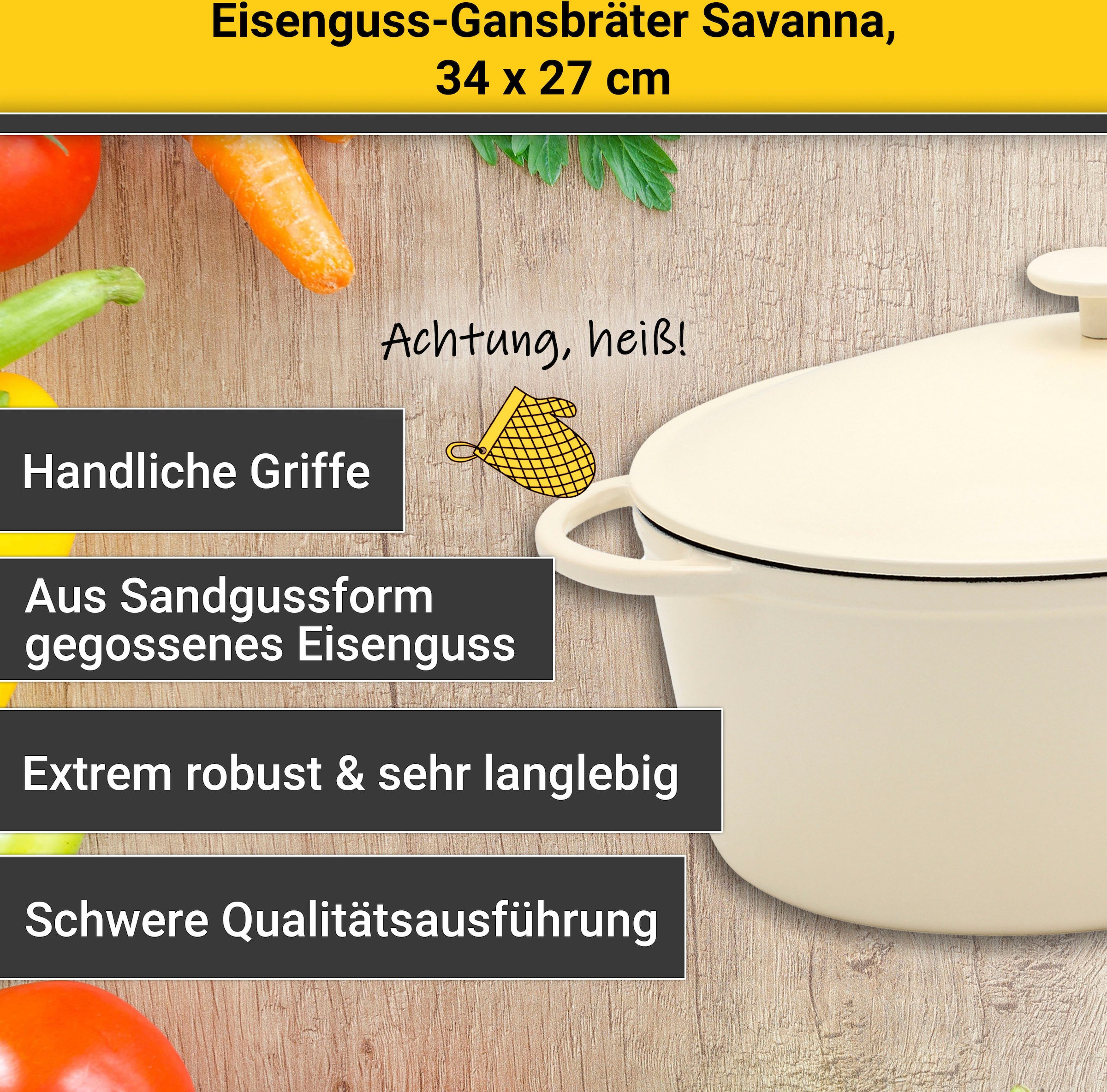 Bräter online Eisenguss, Liter, bestellen Krüger 7,5 Induktion »Savanna«, oval,