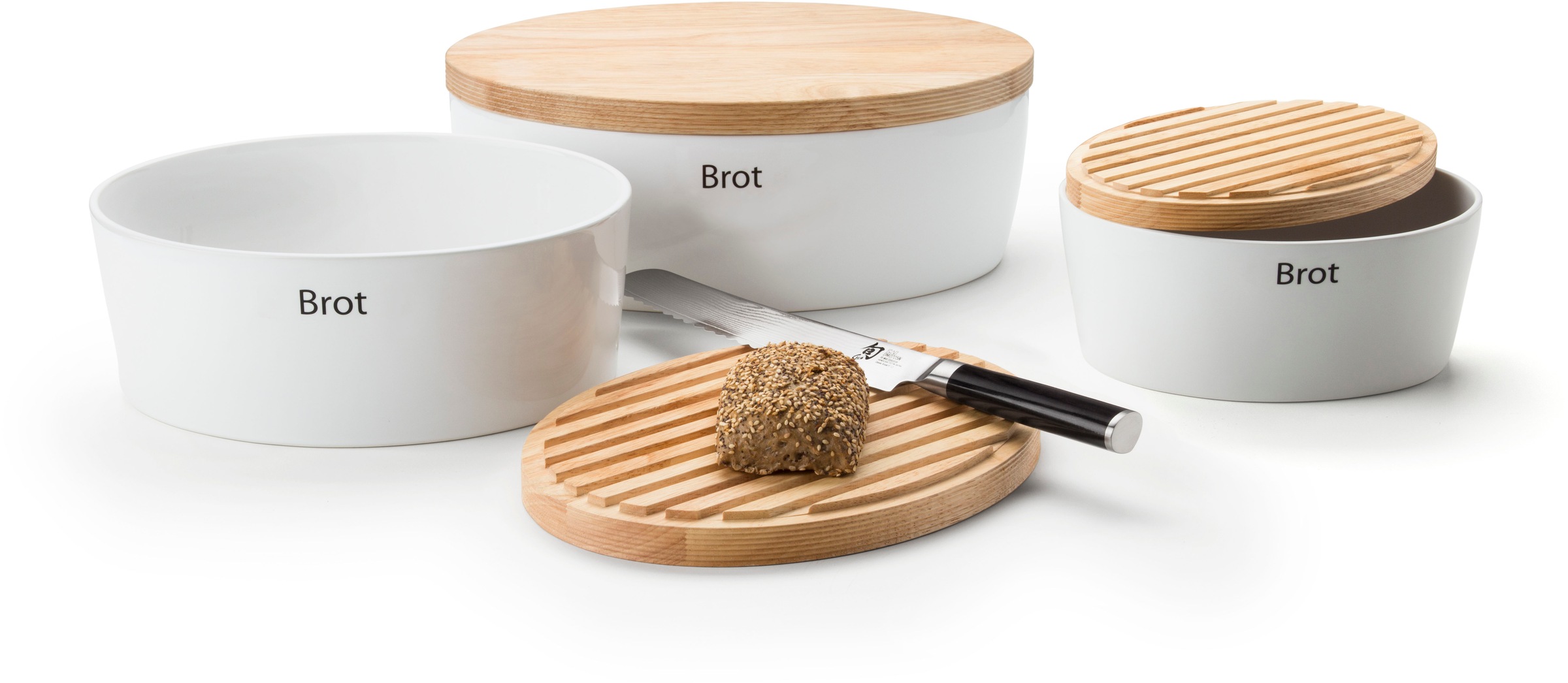 Continenta Brotkasten, (1 tlg.), Brottopf, mit Holzdeckel, auch als Brotschneidbrett nutzbar