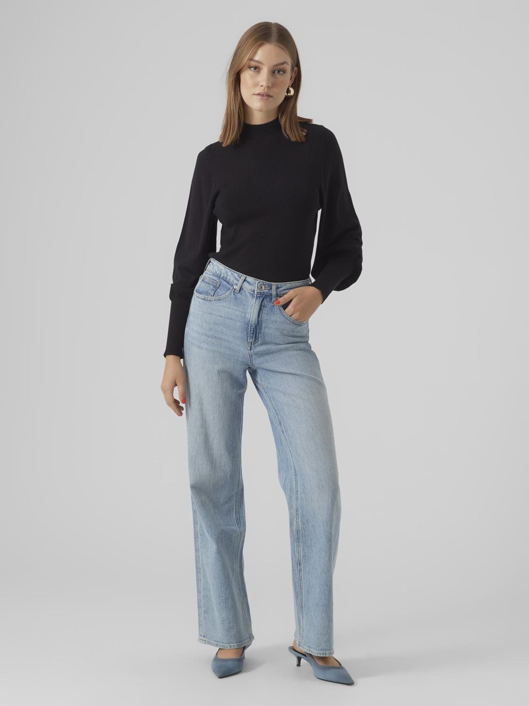 Vero Moda Strickpullover »VMHOLLYKARISPUFF LS HIGHNK PULLOV GA BOO«