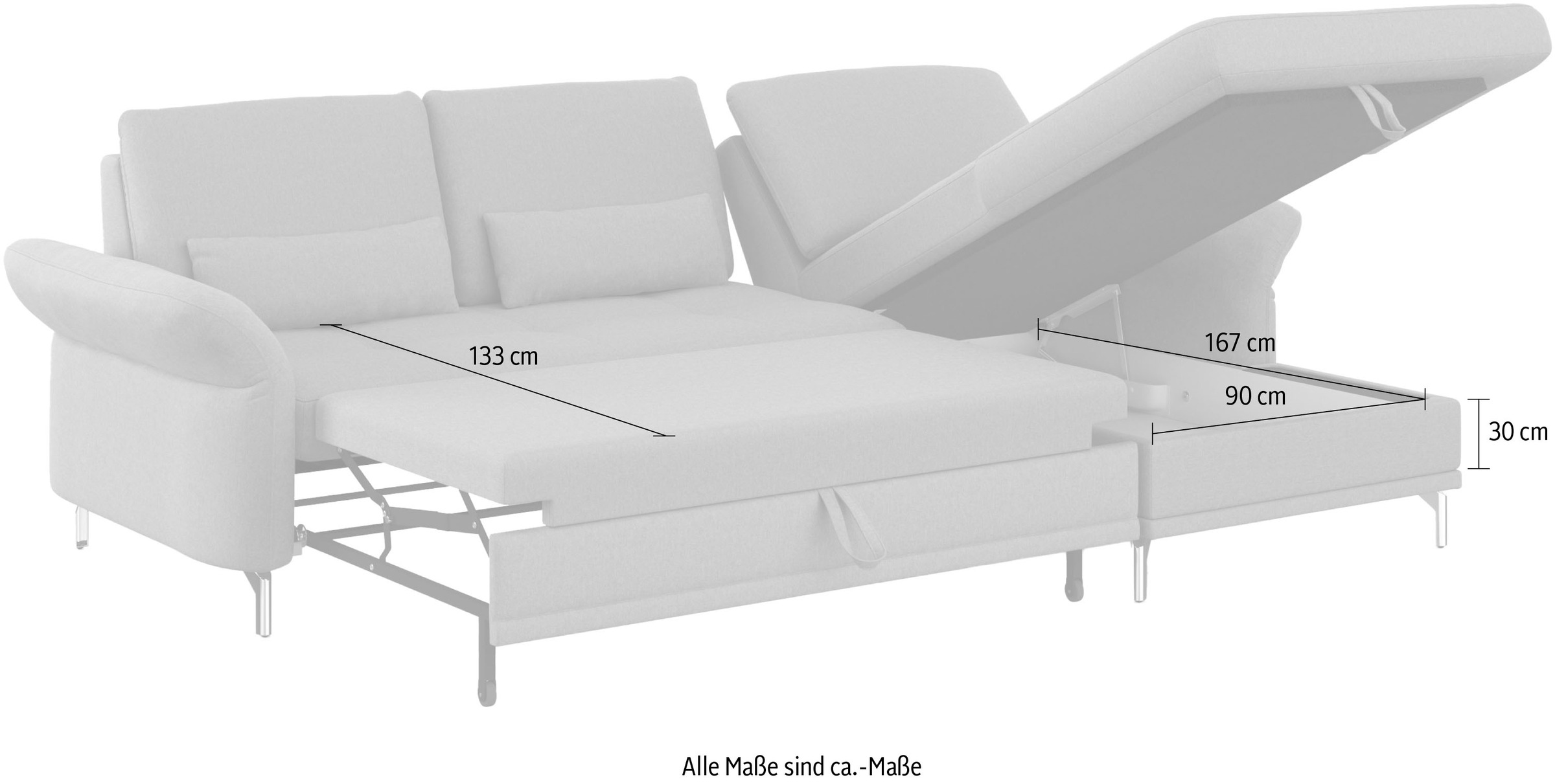 INOSIGN Ecksofa »Palm Beach L-Form«, Federkern, mit Sitztiefenverstellung, wahlweise mit Bettfunktion