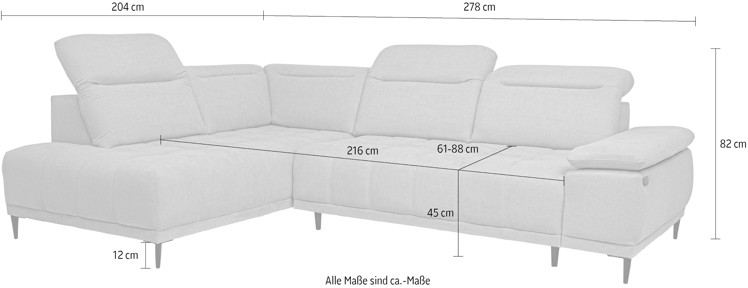 WERK2 Ecksofa »Focus-L, elektrisch erweiterbare Sitztiefe um ca. 30 cm, L-Form« Komfort nach Maß: Ausziehbare Sitztiefe, verstellbare Kopfteile & Füße